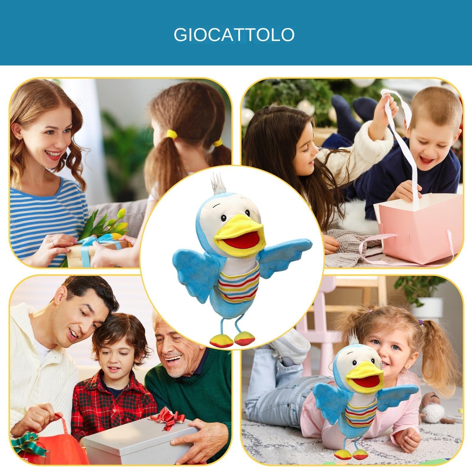 Cartoon Duck Hand Puppets for Kids - Soft Interactive Plush Toy for Storytelling, Role Play & Early Learning - Fun Educational Gift for Toddlers & Preschoolers