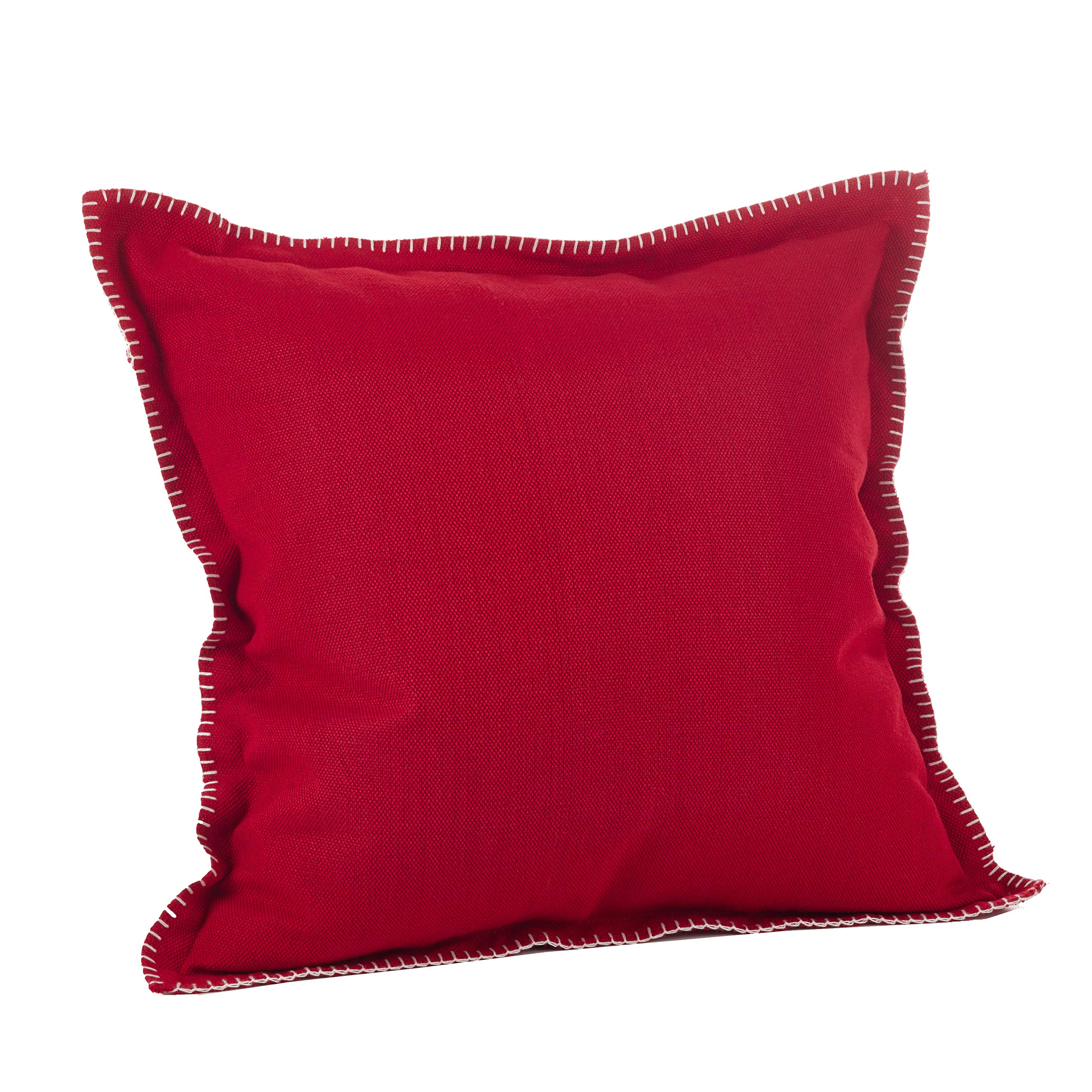 Fennco Styles Celena Collection 20x20 Inch Decorative Throw Pillow - 100% Pure Cotton Whip Stitched Flange Design with Removable Cover & Insert - Red Couch Pillow for Living Room, Bedroom & Sofa Decor - Perfect for Home Styling, Gifts & Cozy Comfort