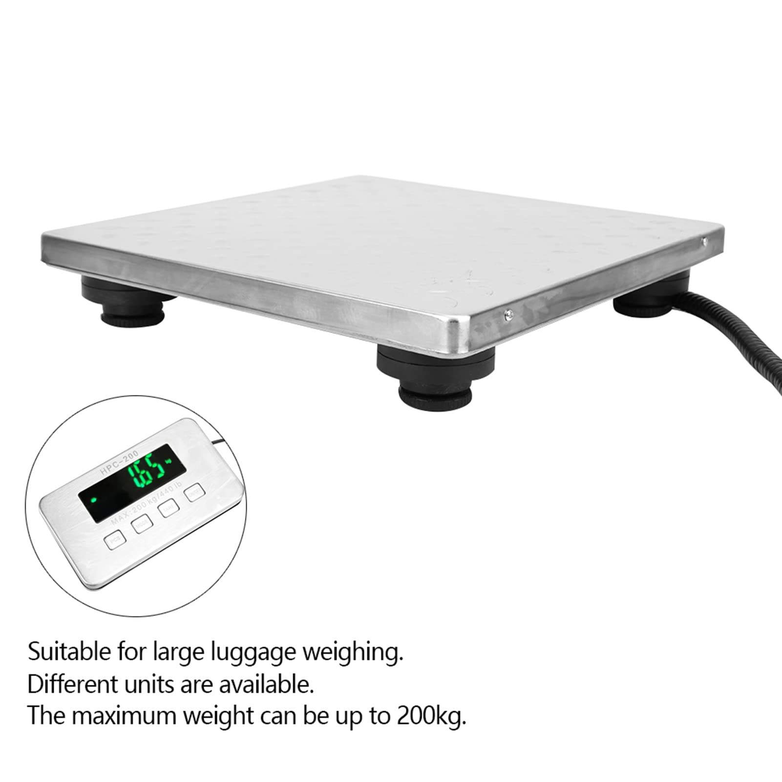 200kg/0.05g Digital Luggage Scale with Stainless Steel Hook - High Precision Portable Electronic Baggage Weighing Scale for Travel, Shipping & Airline Check-in