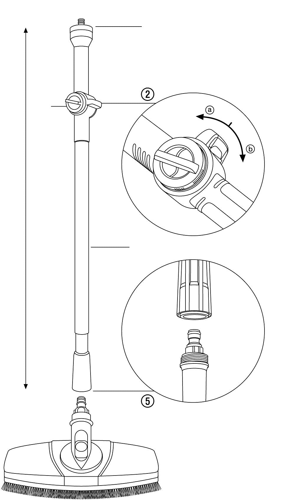 Gardena Water Stalk 90cm - Hot Water Handle for Gardena Clean System | Insulated Grip | Infinitely Adjustable (Model 5552-20) | Perfect for Garden Hose Connections & Outdoor Watering Tasks