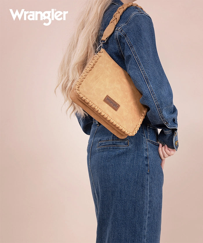 Wrangler Braided Crossbody Bag for Women - Stylish Leather Shoulder Purse with Adjustable Strap, Perfect for Travel, Shopping & Everyday Use