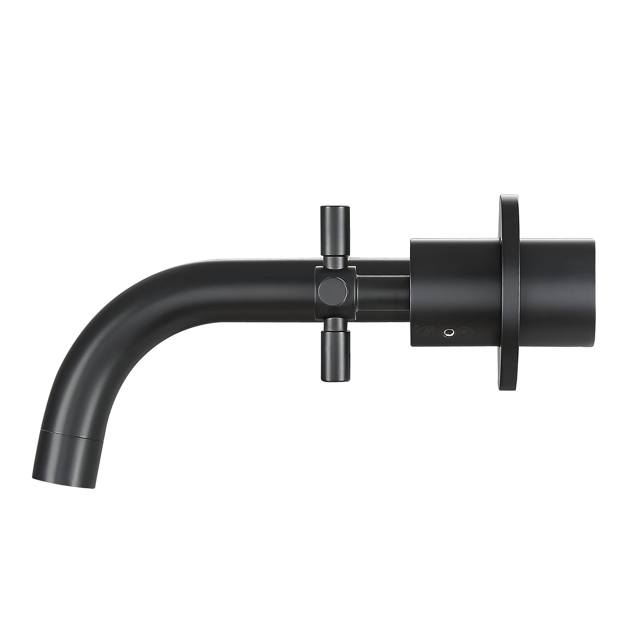 Ancona Prima Matte Black Two Handle Wall Mounted Bathroom Faucet - Modern Waterfall Spout for Bathroom Sink, Vanity, Powder Room & Guest Bath Installation
