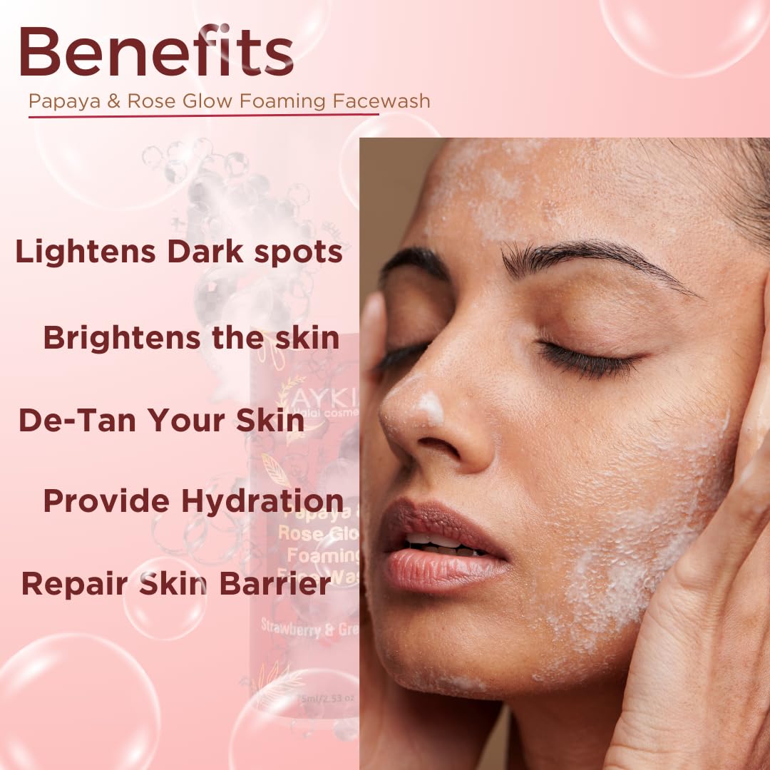 Papaya Rose Foaming Face Wash for Glowing Skin & Acne Care