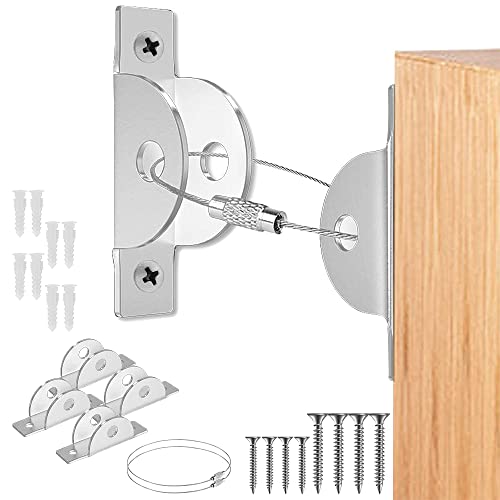 Aizami Anti-Tip Baby Furniture Safety Straps - Heavy Duty Metal Anchors for Cabinets, Dressers & Drawers (4 Pack) - Secure Your Child's Nursery, Living Room & Bedroom Furniture