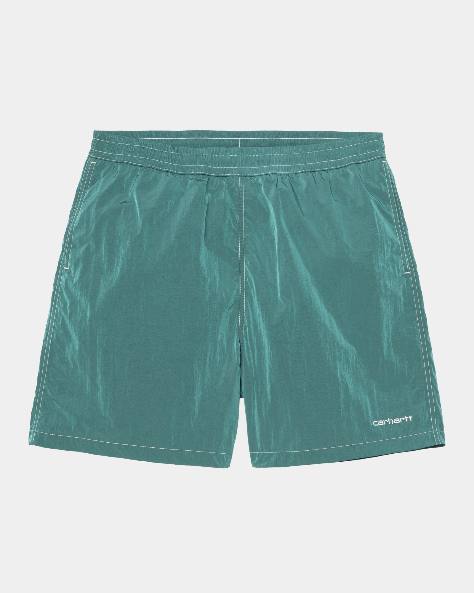 Canby Swim Trunks for Men - Quick Dry Board Shorts with Pockets | Rainforest Green & White Print | Beach, Pool, Vacation & Summer Water Activities