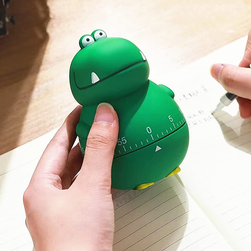 Dinosaur Kitchen Timer - 100% Mechanical Egg Timer for Kids Cooking, Reading, Classroom & Sports (Green) | Fun Educational Tool for Baking, Study Sessions & Time Management
