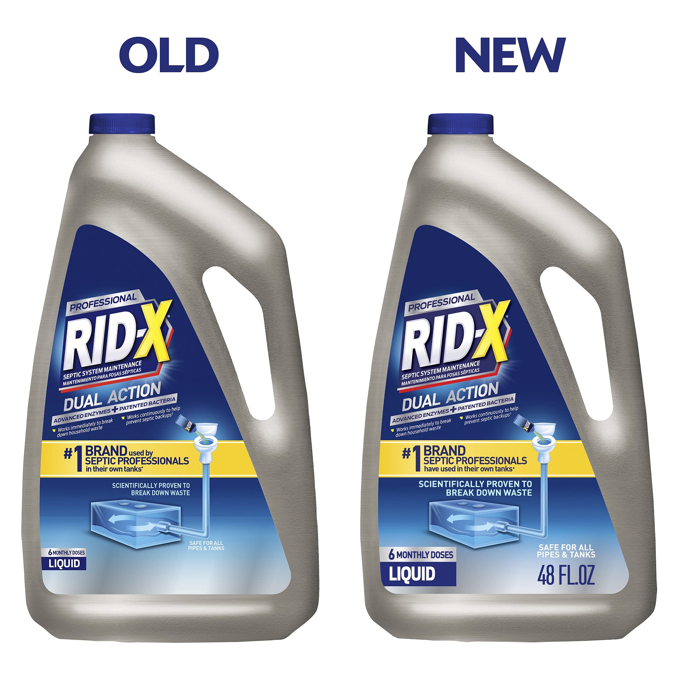 RID-X Professional Septic Tank Treatment - 6 Month Supply of Liquid (48 Fl Oz, Pack of 4) | Prevents Clogs & Maintains Healthy Septic System | Ideal for Homes, RVs & Vacation Properties