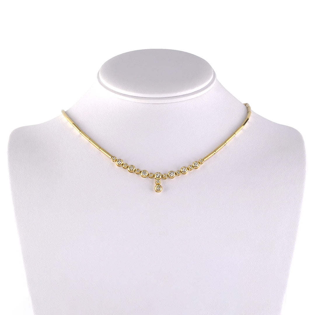 Diamond Drop Center Bar Link Necklace | 14K Gold Plated Elegant Jewelry for Women | Perfect for Weddings, Parties & Everyday Wear