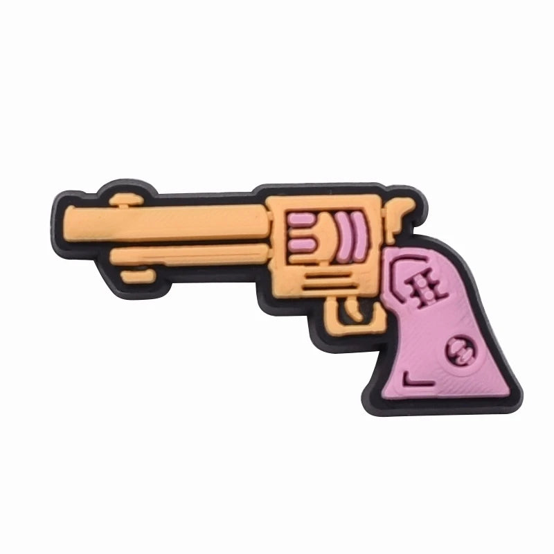 Pink Gun Shoe Charms for Crocs - Fun Accessories for Kids & Adults - Perfect for Crocs Sandals, Clogs, Jeans & Shoe Decorations - Great for School, Parties & Everyday Fashion