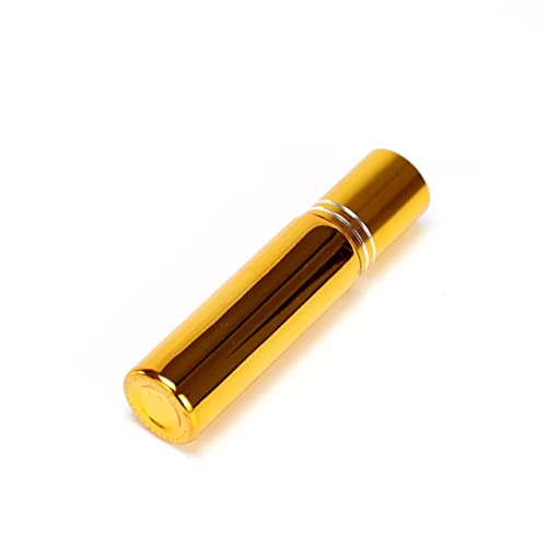 6 Pack 10ml Gold Metallic Refillable Roll On Glass Bottles for Essential Oils, DIY Perfume, Cosmetics & Blends - Premium Reusable Empty Bottles for Aromatherapy, Travel & Gift Giving