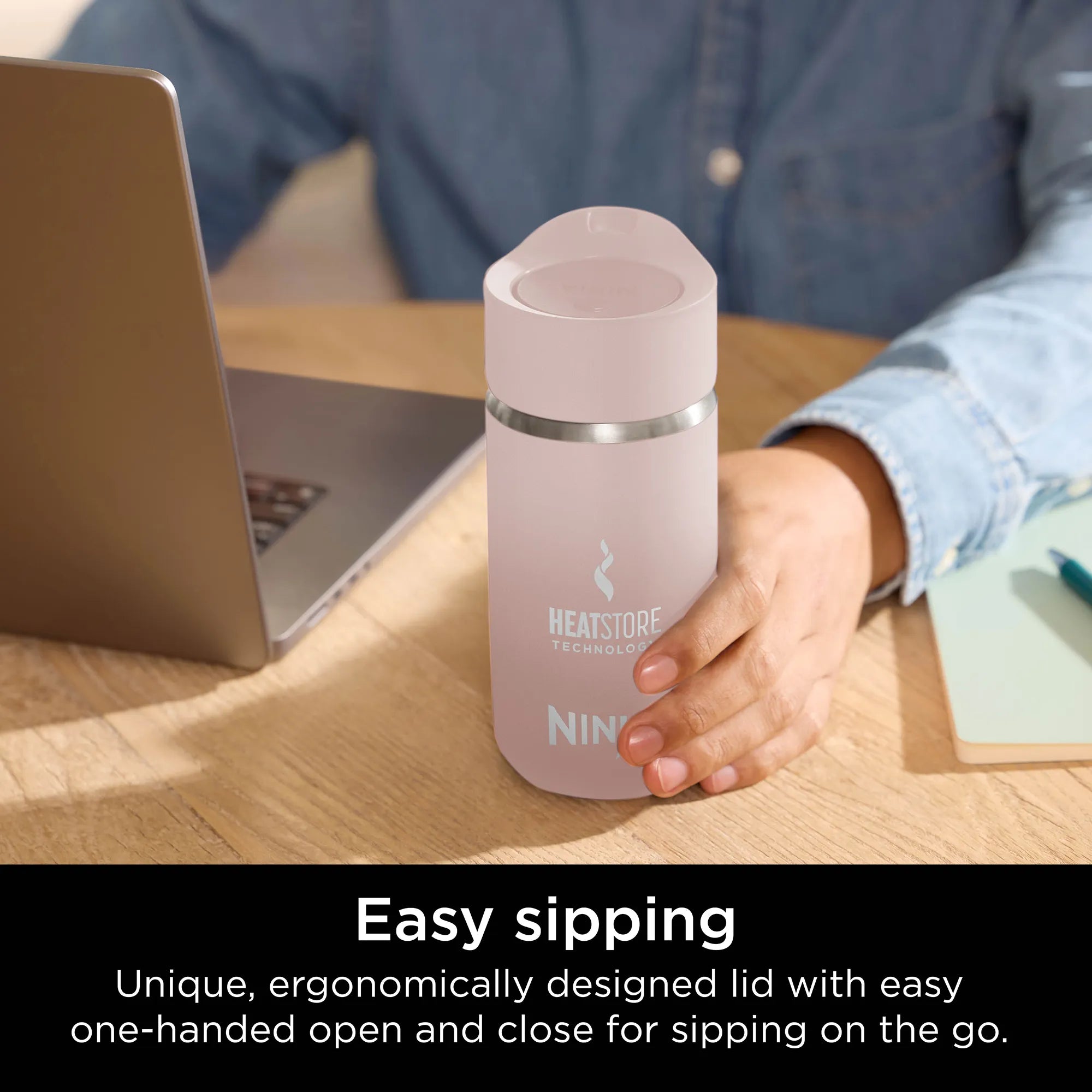 Ninja Sip Perfect 354ml Insulated Stainless Steel Water Bottle - Leak Proof, BPA Free, Keeps Drinks Hot/Cold for 24 Hours - Ideal for Gym, Hiking, Office & Travel