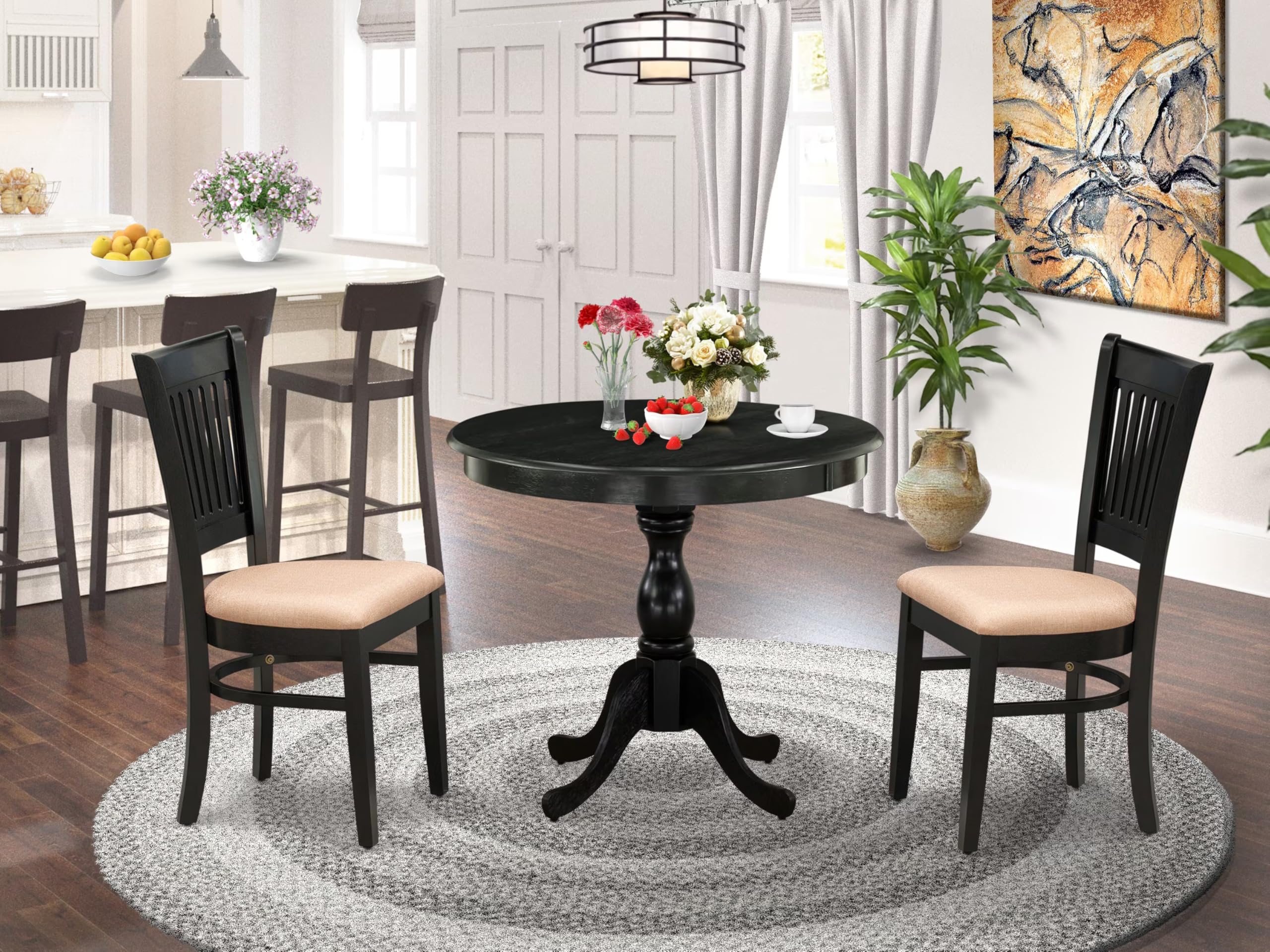 East West Furniture 3-Piece Dining Set - 36