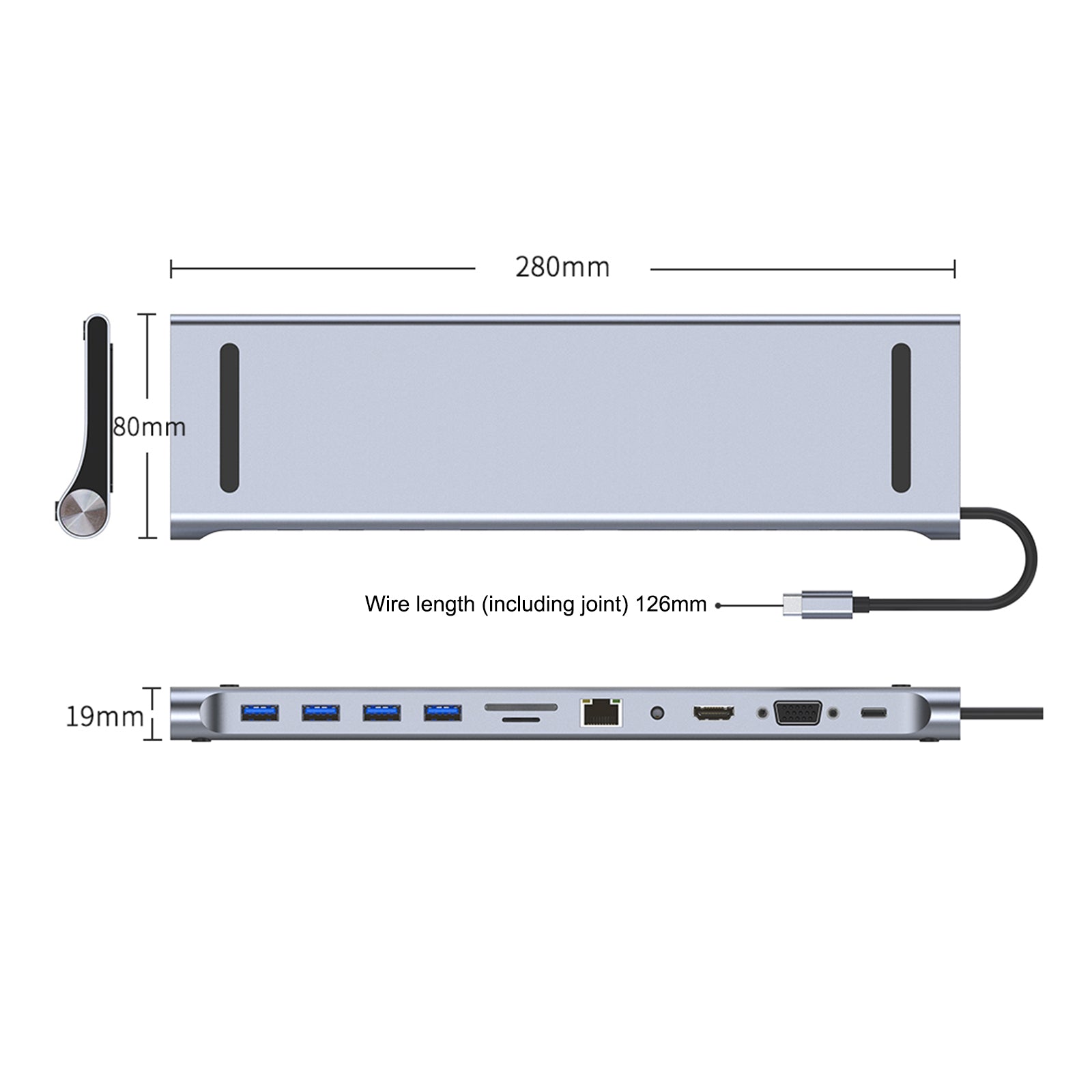 11-in-1 USB C Hub with 100W PD Charging - 4K HDMI, USB 3.0, SD/TF Card Reader for MacBook Pro/Air, iPad Pro 11/12.9 - Perfect for Home Office, Travel & Multi-Screen Workstations