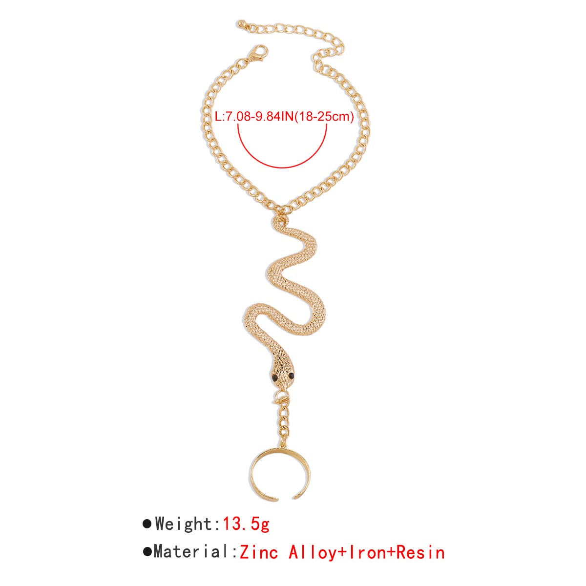 Chargances Adjustable Gold Snake Finger Ring Bracelet with Red Rhinestones - Stylish Hand Harness Chain Bracelet for Women | Perfect Gift for Parties, Weddings & Night Out Accessories