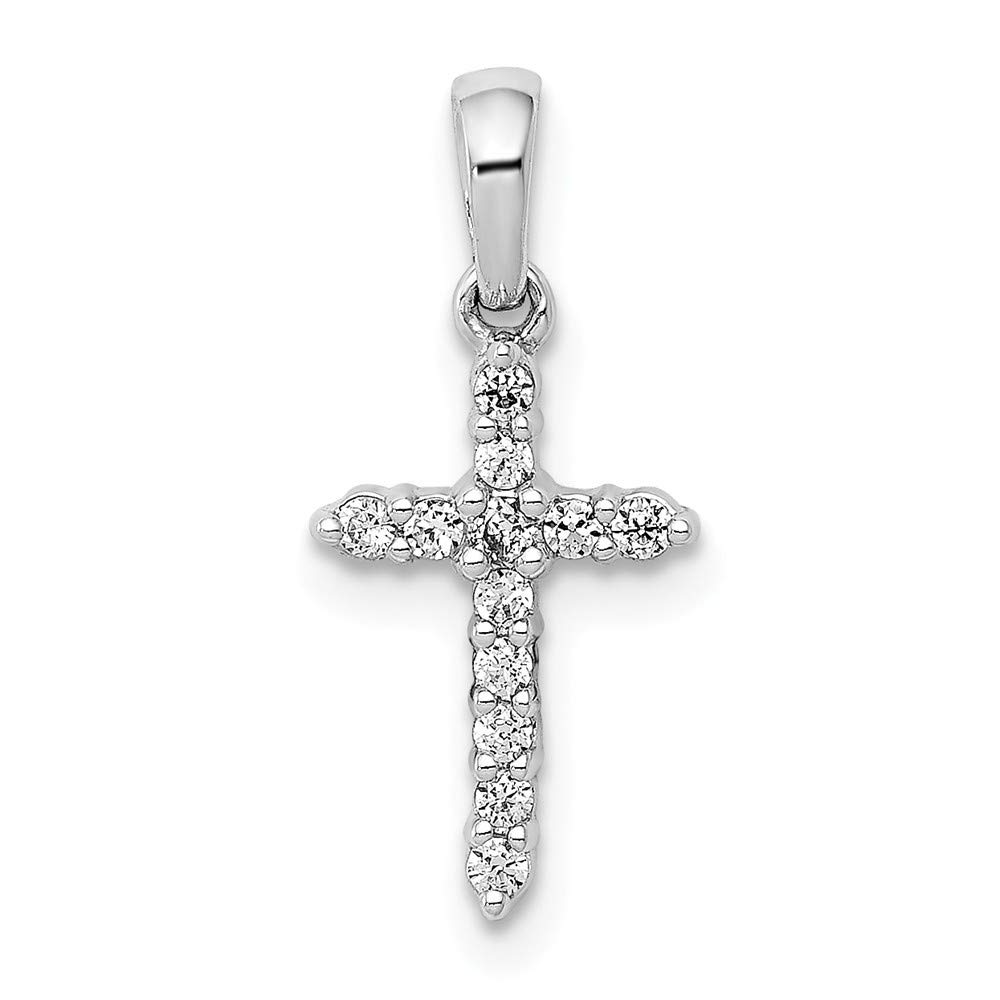 14K White Gold Diamond Cross Pendant Necklace for Women - Religious Faith Jewelry Gift - Perfect for Baptism, Confirmation & Daily Wear