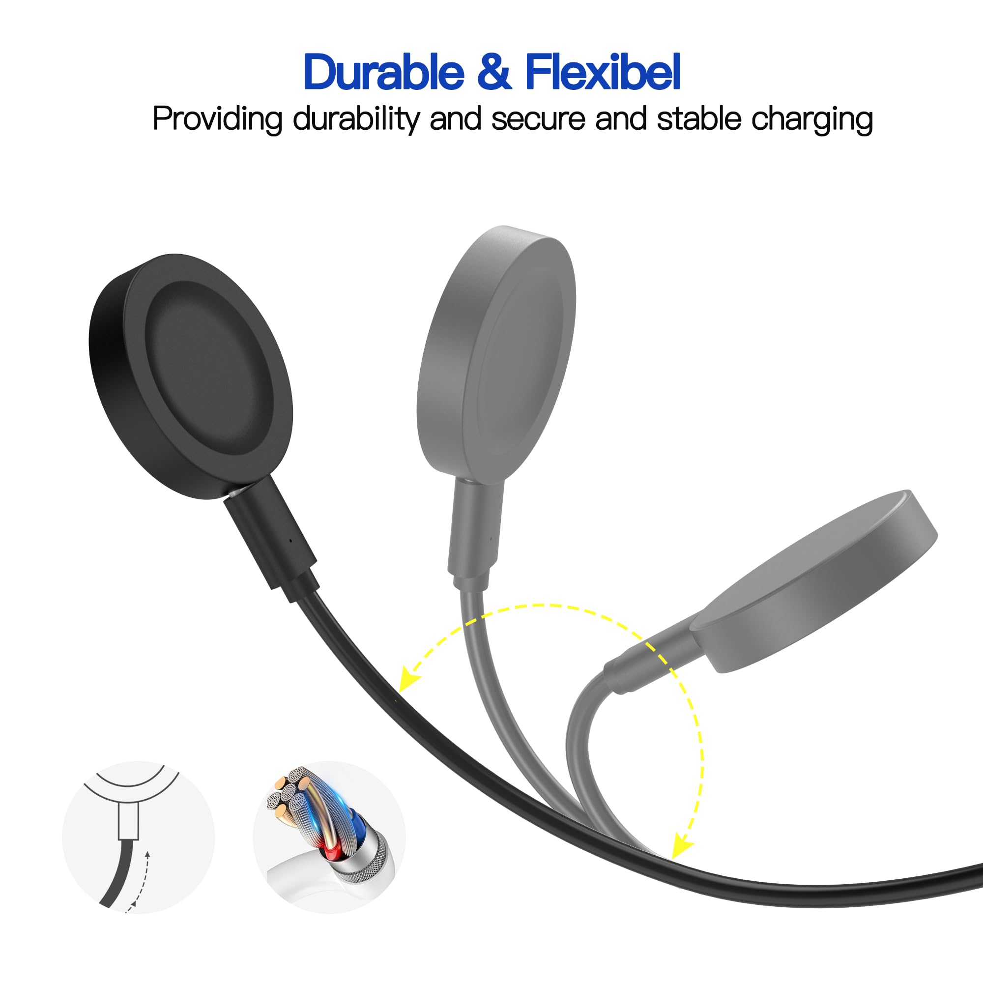 AWINNER Magnetic Charging Dock for Huawei Watch - Replacement USB Charger Cable & Adapter - Fast Charging Smartwatch Accessory (Black, 1 Pack) - Perfect for Home, Office & Travel Use