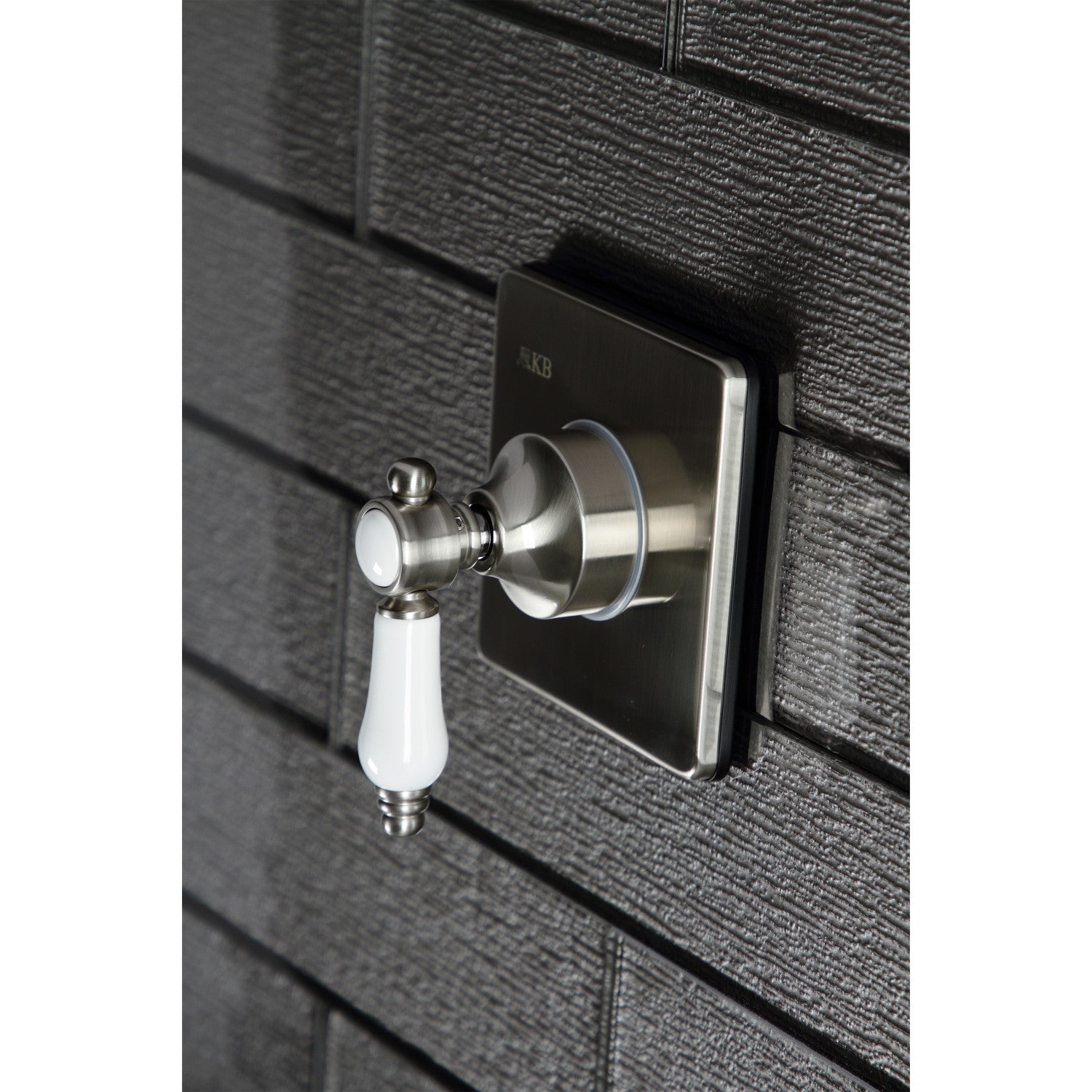 Bel Air KS3048BPL Single Handle 3-Way Diverter Valve with Square Trim Kit in Brushed Nickel Finish - Perfect for Bathroom & Shower Faucet Upgrades