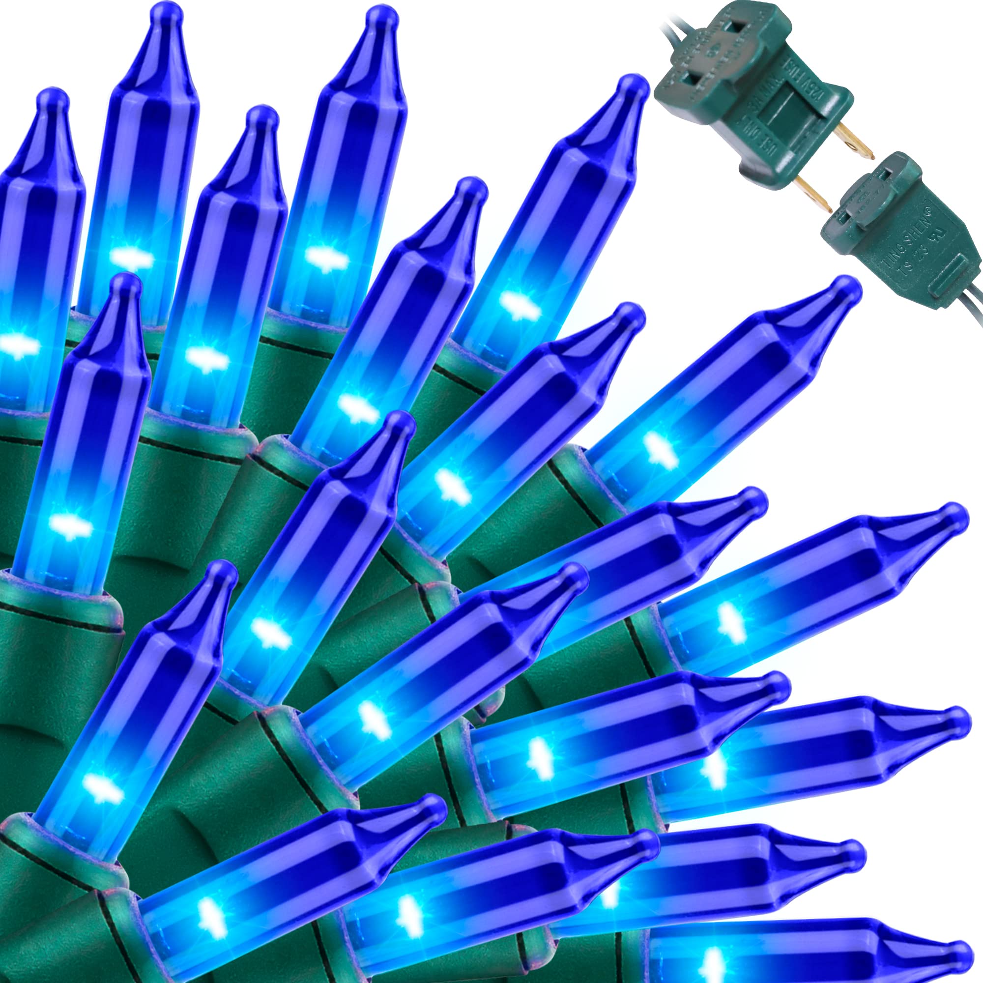 Super Bright 100 LED Blue Christmas Lights - 19.6ft Extendable String Lights, UL Certified Mini Bulbs for Outdoor Christmas Tree, Garden, Holiday Party, Patio & Wedding Garland Decor - Perfect for Indoor/Outdoor Holiday Lighting and Winter Festival Decorations