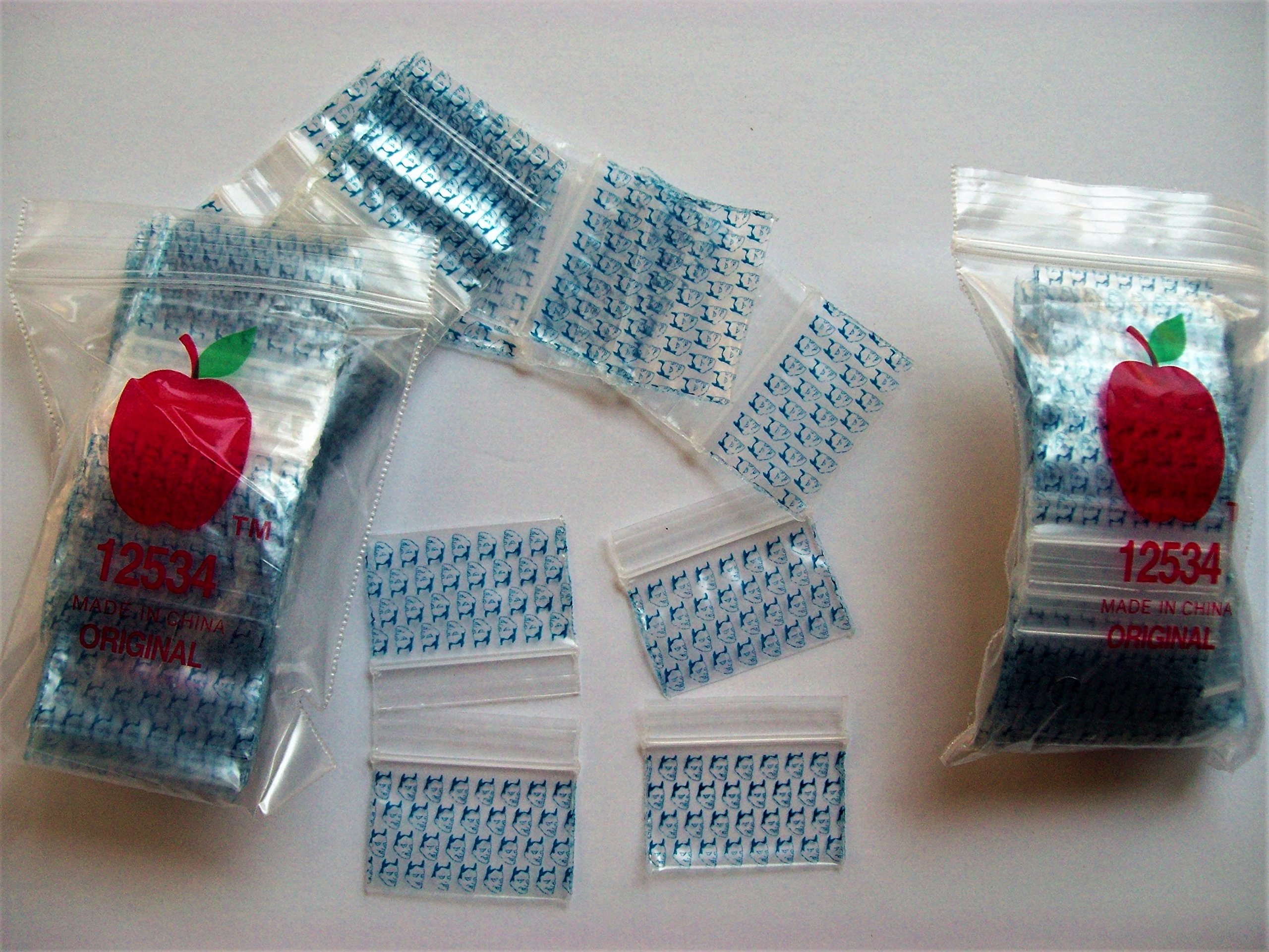 600 Pack Printed Mini Resealable Bags - 1.25