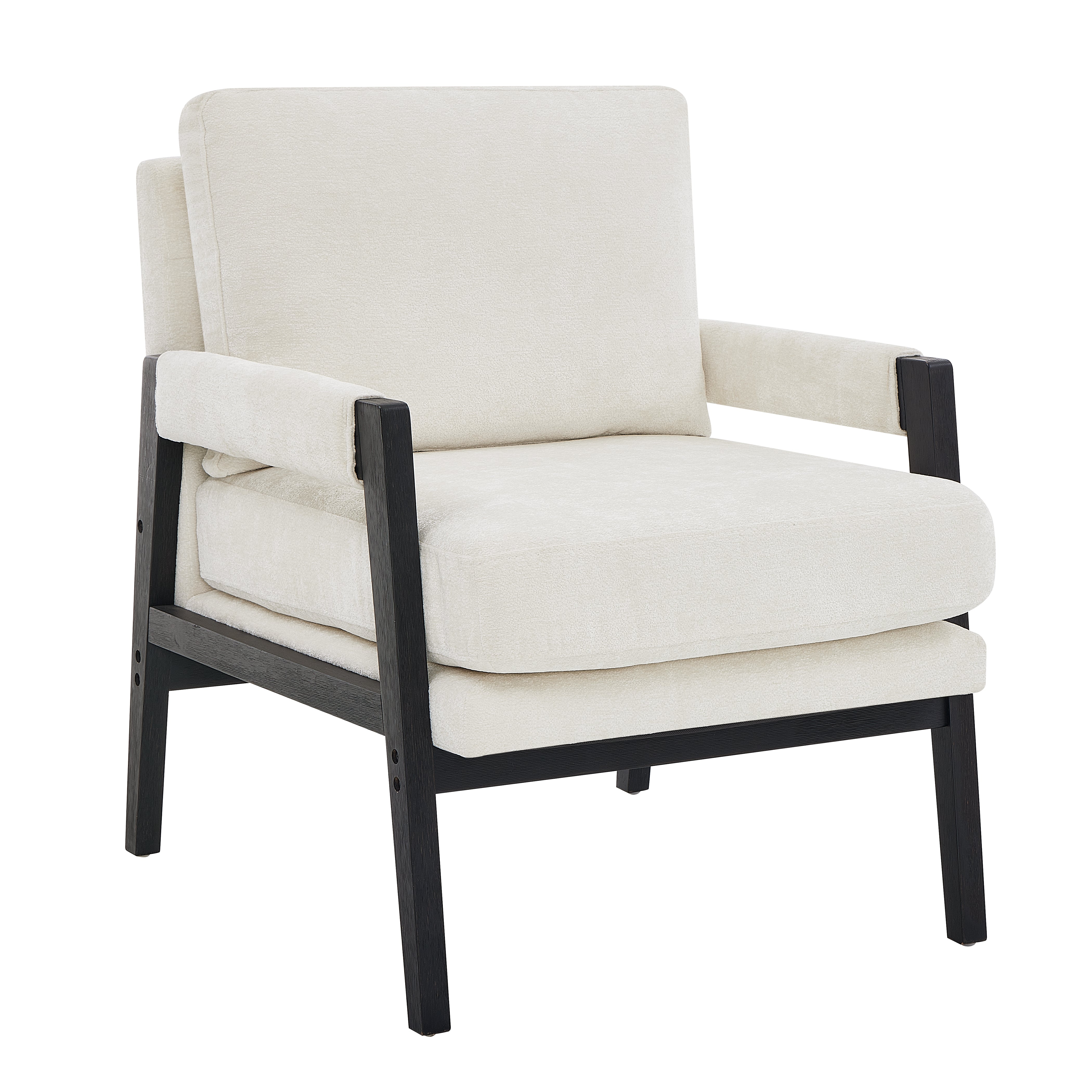 Roundhill Furniture Kelly Mid Century Modern Chenille Upholstered Accent Armchair - Stylish Living Room Chair for Home Office, Lounge & Reading Nook