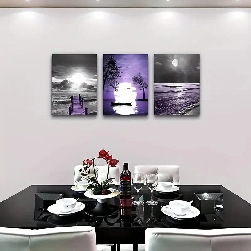 3-Piece Black and White Wall Art Metal Prints - Ready to Hang Modern Home Decor for Living Room, Bedroom & Office