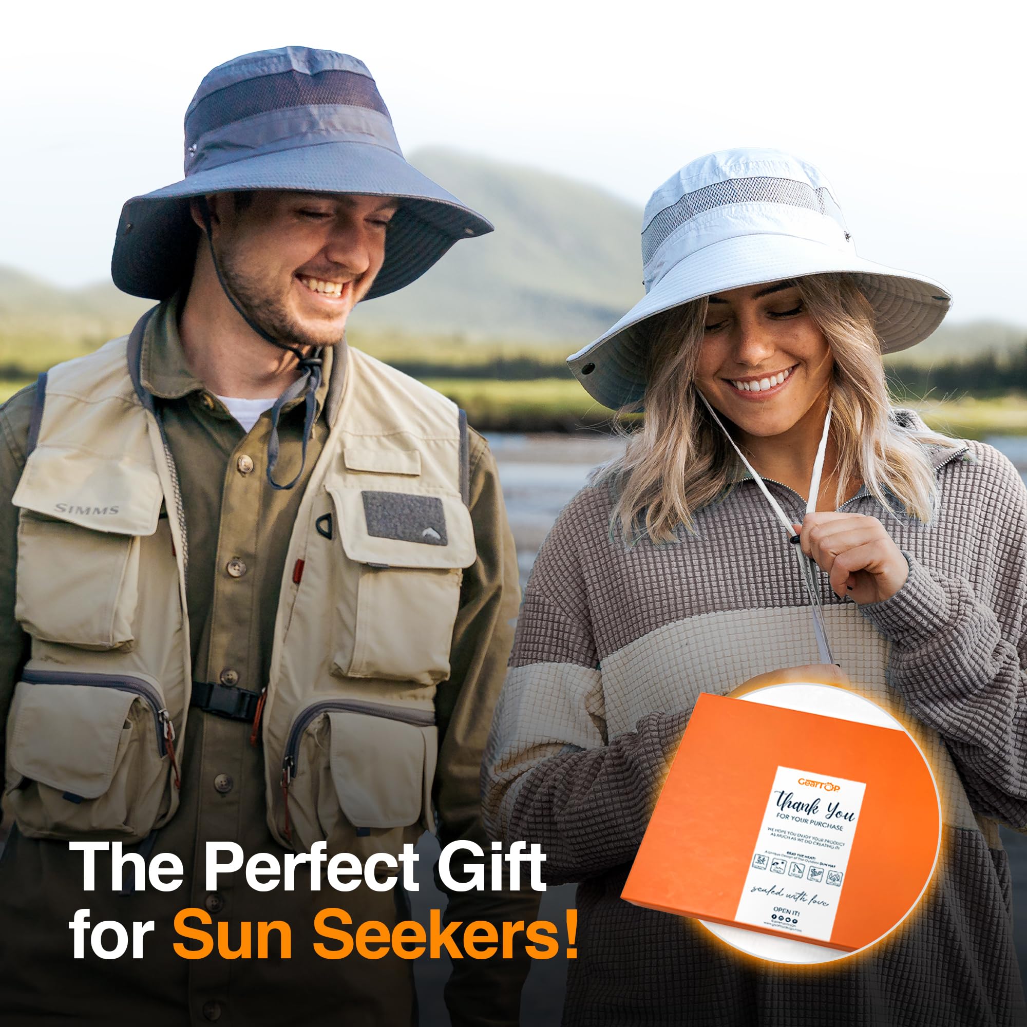 GearTOP UPF 50+ Sun Hat for Women & Men - Wide Brim Packable Beach Hat, Safari Hat with Neck Flap - Perfect for Outdoor, Travel, Hiking and Summer Vacation