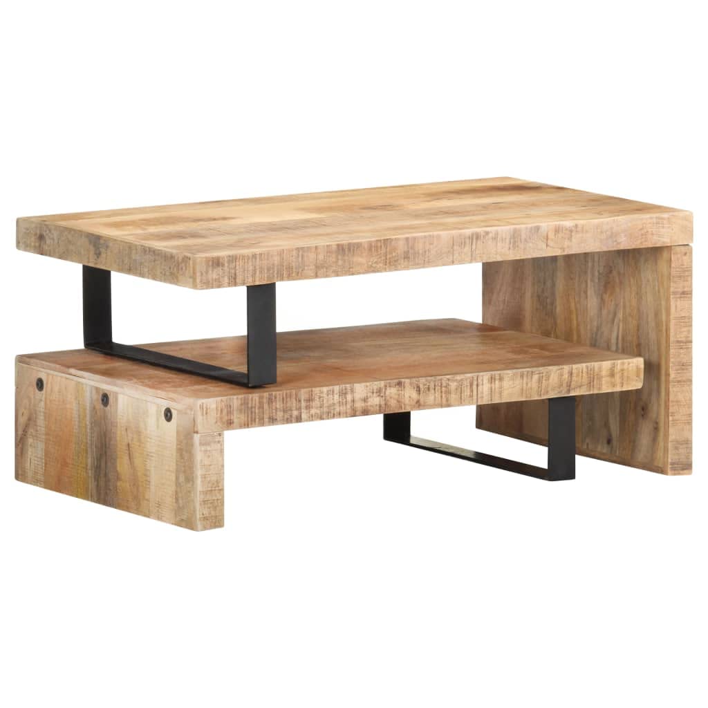 SKM 2-Piece Coffee Table Set - Solid Mango Wood, Modern Living Room Furniture for Small Spaces, Perfect for Apartments & Cozy Homes