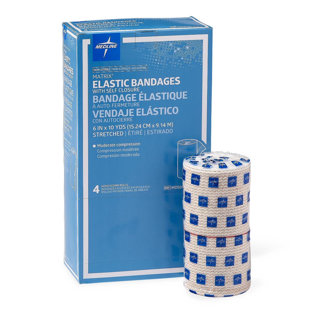 Matrix Elastic Bandage with Velcro Closure - 6 Inch x 10 Yard (Case of 20) - Ideal for Sports Injuries, First Aid Kits & Medical Support