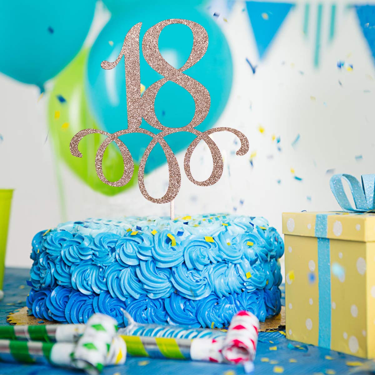 18th Birthday Cake Topper - Rose Gold '18' Cake Decor for Girls & Boys | Perfect for 18th Birthday Party, Sweet 16 Celebration & Milestone Cakes