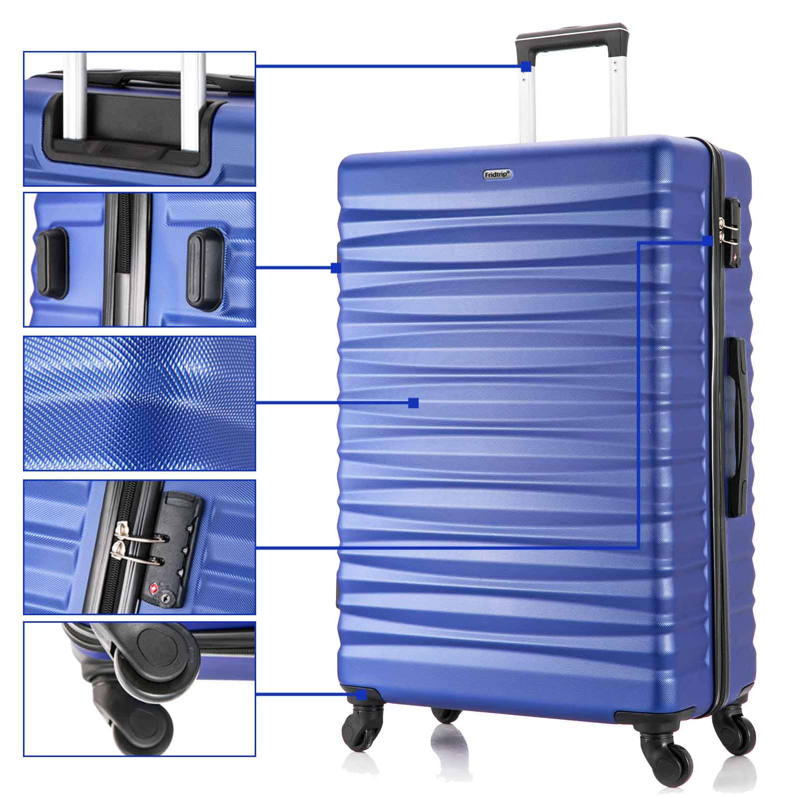 Yotefe 4-Piece Hardshell Luggage Set with Multi-Directional Spinner Wheels & TSA Lock - Blue Suitcase for Travel, Vacation & Business Trips