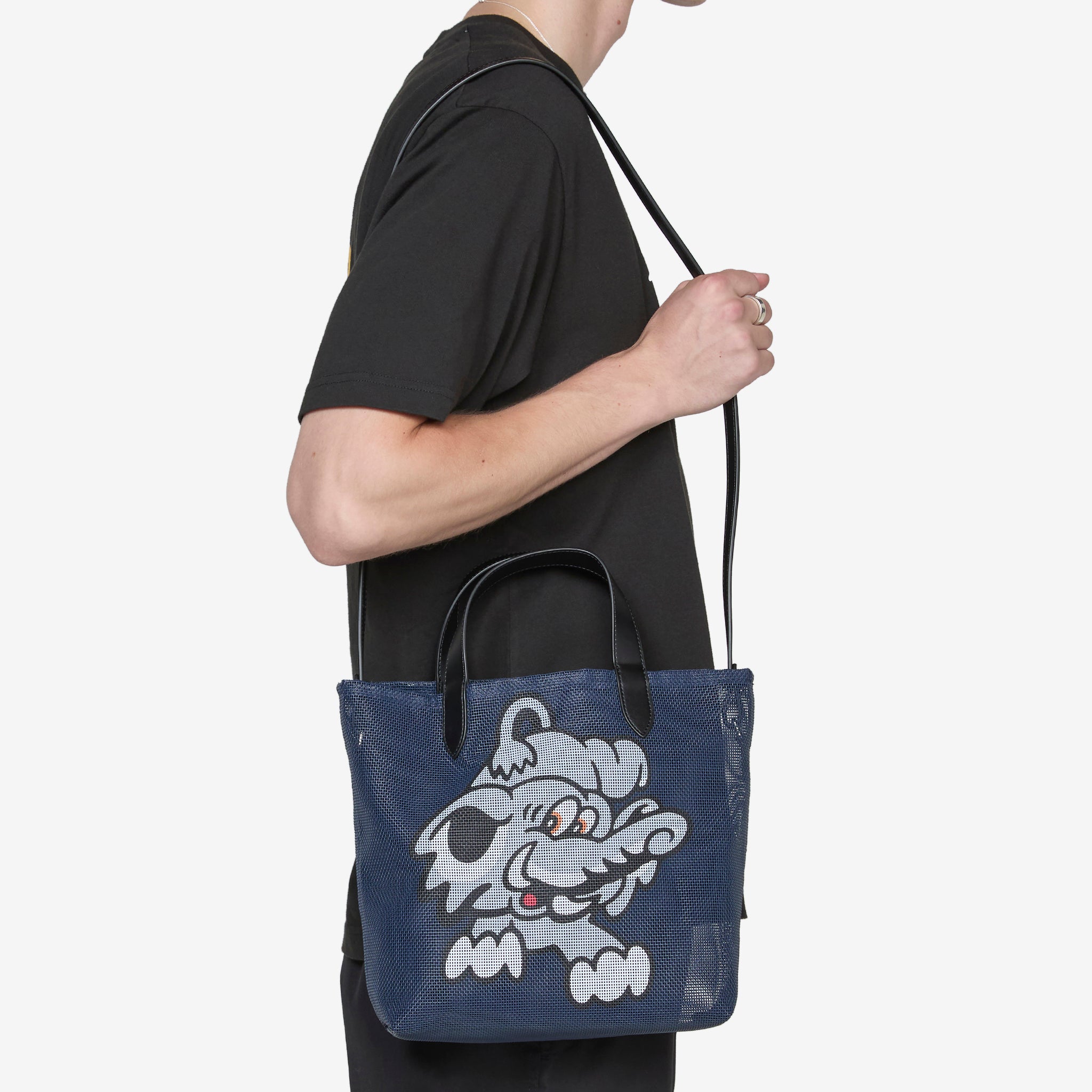 KENZO PLAY Small Mesh Tote Bag in Navy Blue | Designer Shoulder Bag for Women | Perfect for Beach, Shopping & Daily Use