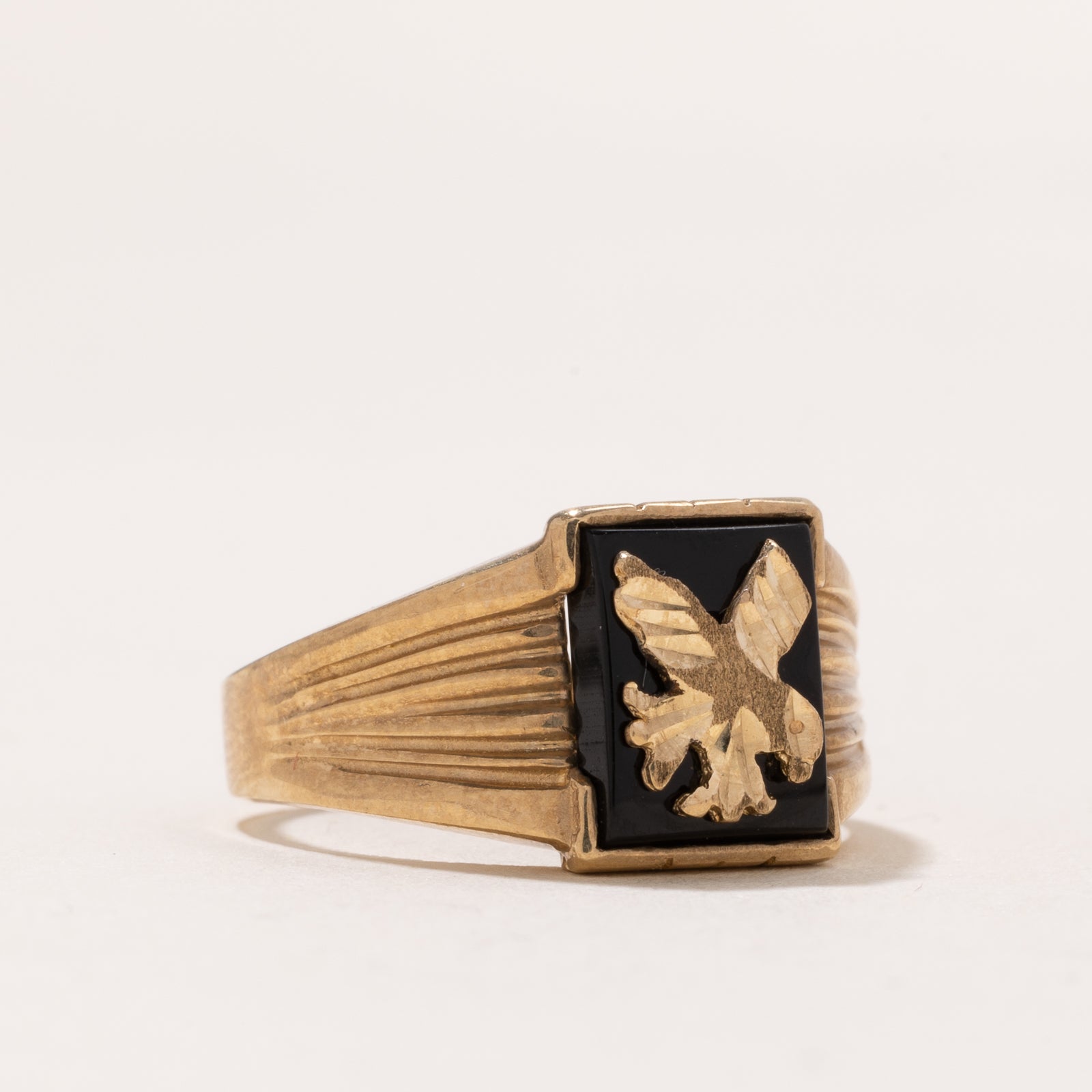 Eagle Onyx Signet Ring for Men - 1.50ct Black Onyx Stone - Size 8.25 - Sterling Silver Jewelry - Perfect for Gifts, Weddings & Formal Occasions