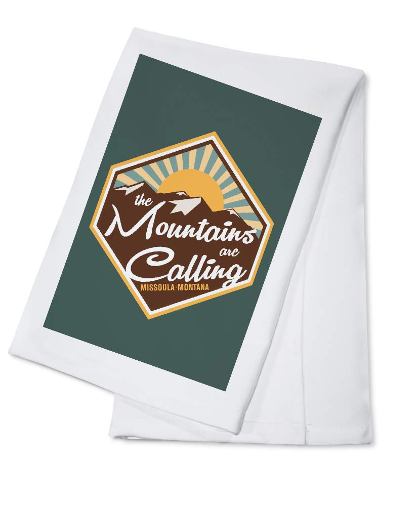 Missoula Montana The Mountains Are Calling Vector Contour 100% Cotton Tea Towel - Decorative Hand Towel for Kitchen & Home - Perfect for Dish Drying, Gift Giving & Rustic Farmhouse Decor