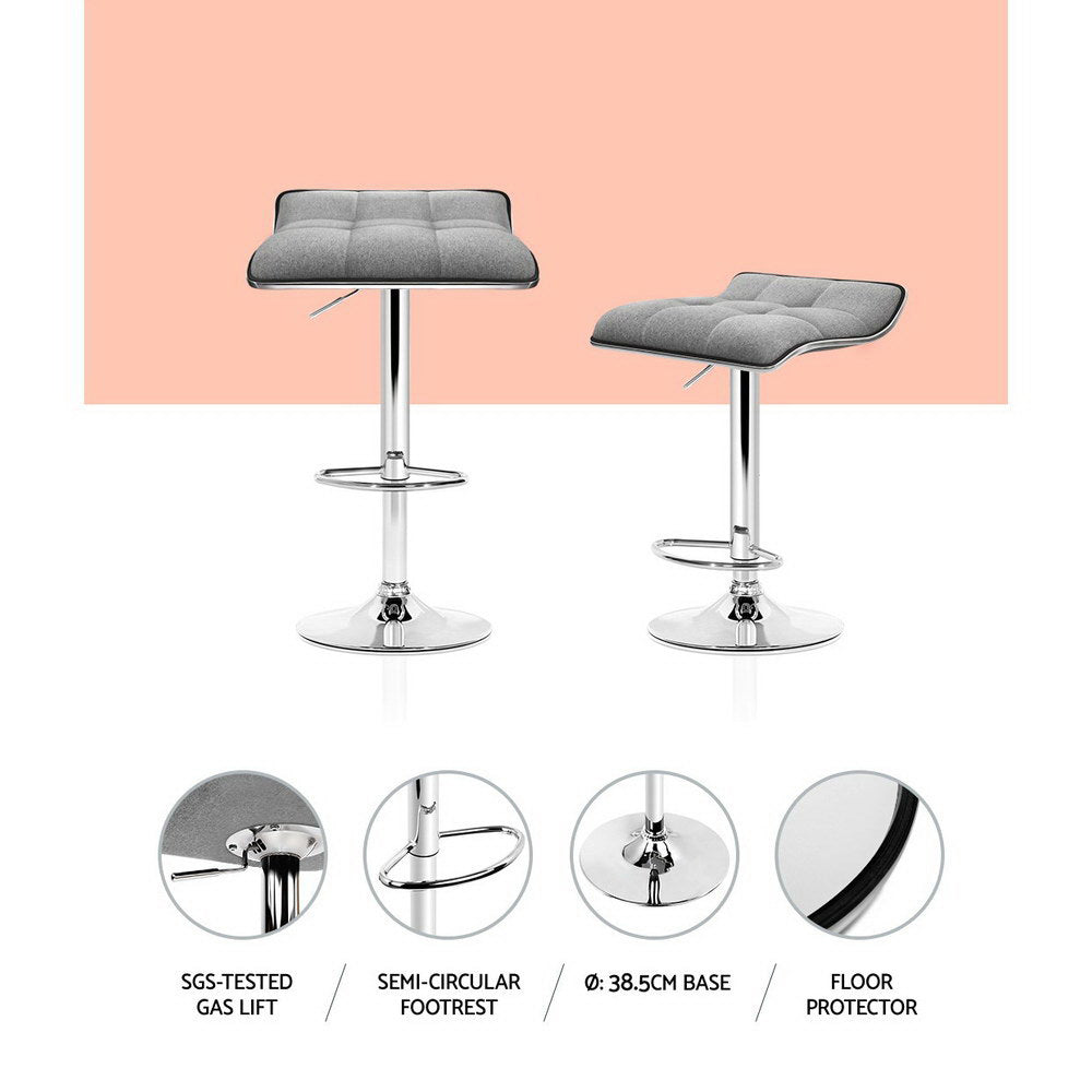 2-Pack Adjustable Height Bar Stools with Linen Upholstery and Gas Lift Mechanism - Perfect for Kitchen Islands, Breakfast Nooks & Home Bars