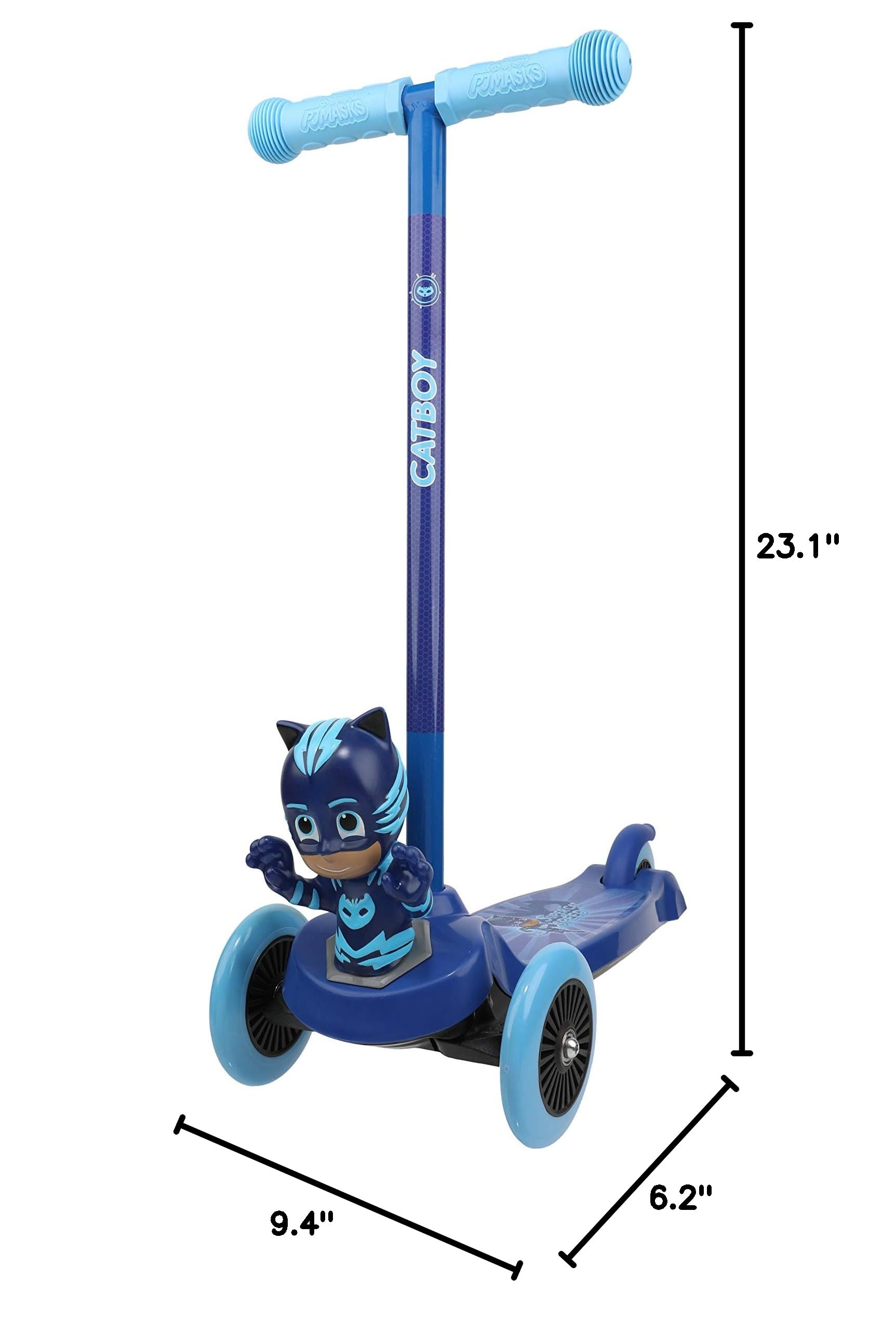 PJ Masks Kids Scooter - Self Balancing Ride-On Toy for Boys & Girls Ages 3-5 with Wide Deck & Foot Brake - Catboy, Owlette, Gekko Character Options - Perfect for Birthday Gifts & Outdoor Play