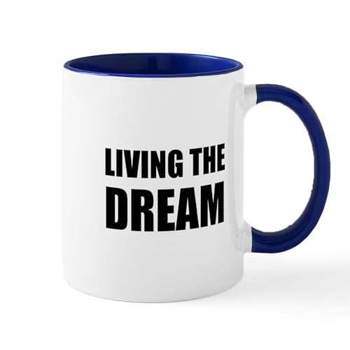 White/Navy Inside - Living The Dream Mugs