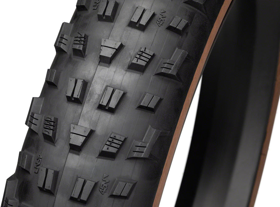 45NRTH Vanhelga 26 x 4.2 Tubeless Folding Fat Bike Tire - 60 TPI, Black/Tan - Winter & Snow Biking, Off-Road Trails, All-Terrain Cycling Accessories