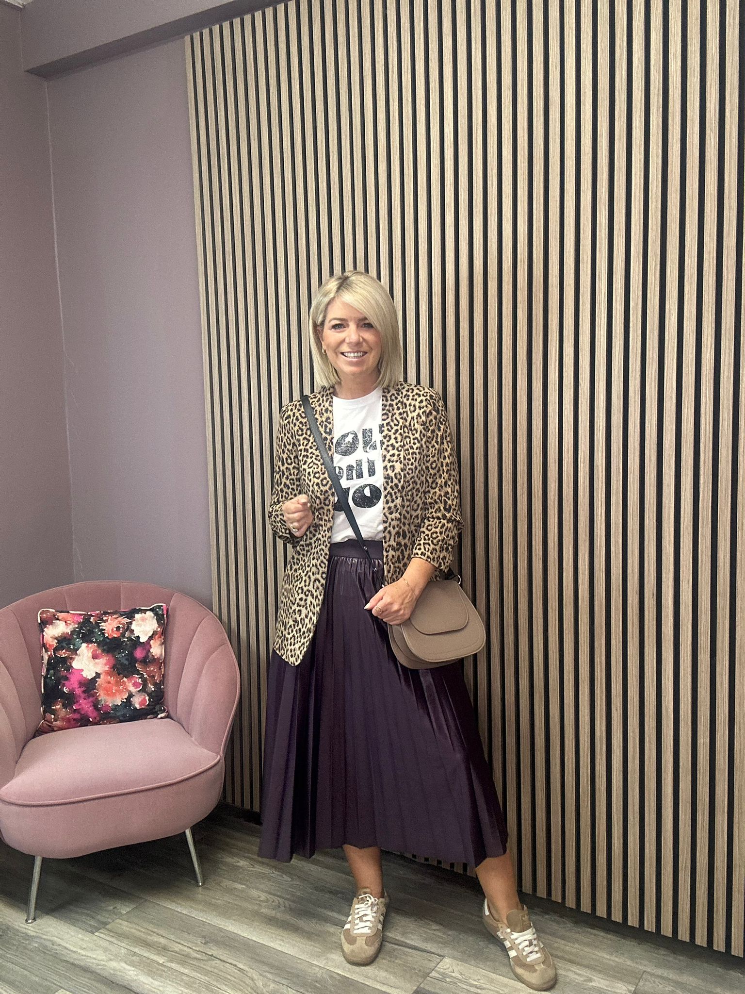 Andrea Pleated Skirt for Women - Elegant Midi Skirt with Flowy Pleats in Plum Perfect Color - Perfect for Office Wear, Date Nights & Special Occasions