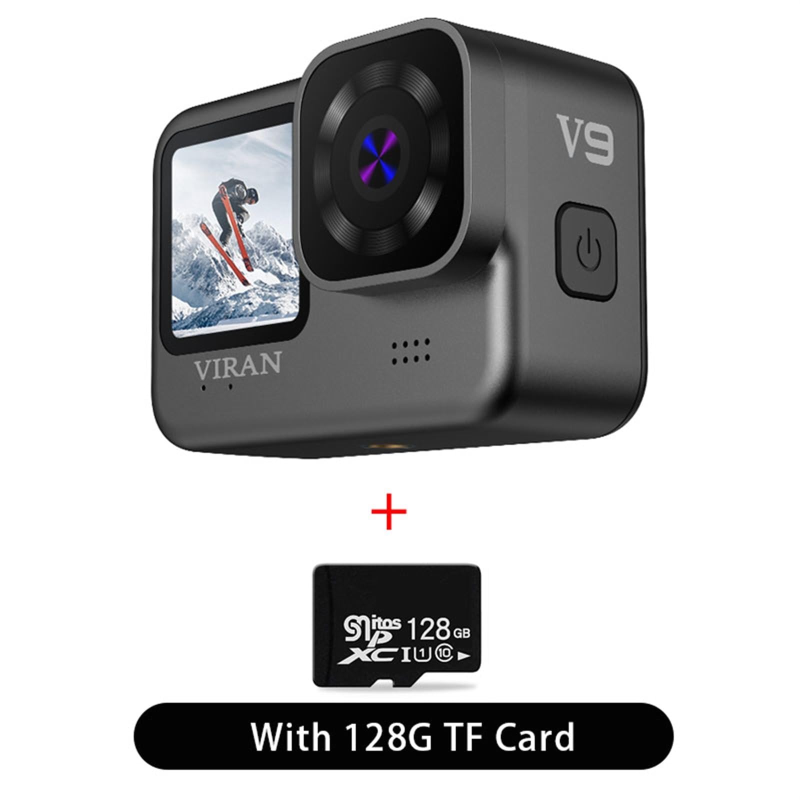 MZZYG 4K/60FPS WiFi Action Camera with Remote Control, Waterproof Sports Camera, Anti-Shake Wide Angle Vlogging Camera (XJ-V9-128G) - Perfect for Surfing, Skiing, Cycling & Outdoor Adventures