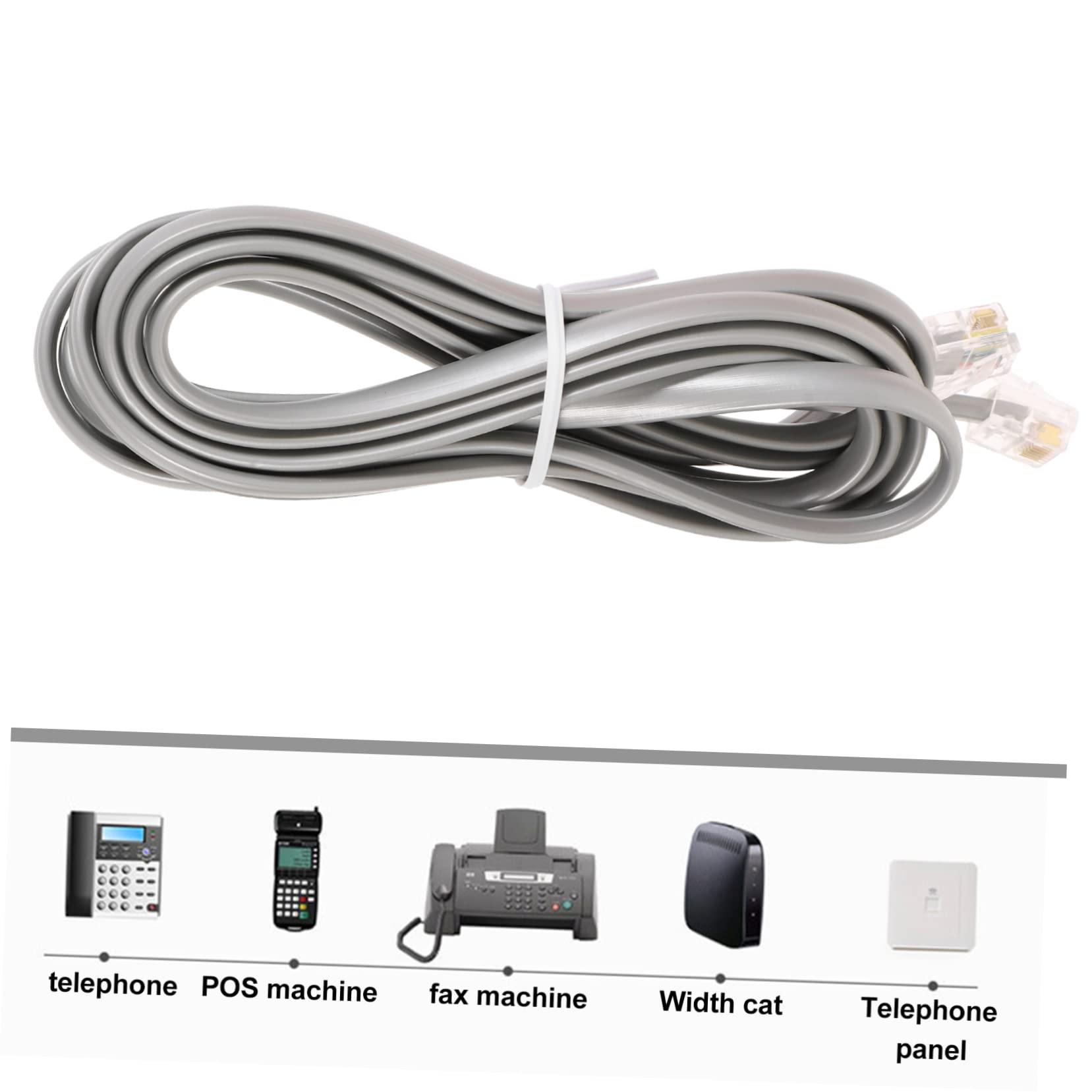 DOITOOL 12-Pack Flat Telephone Line Extension Cords - 6ft Black Landline Phone Cable with Multi-Strand PVC for Home, Office & Telecom Equipment (RJ11/RJ12 Compatible) - Perfect for Extending Landlines, Fax Machines & Modems