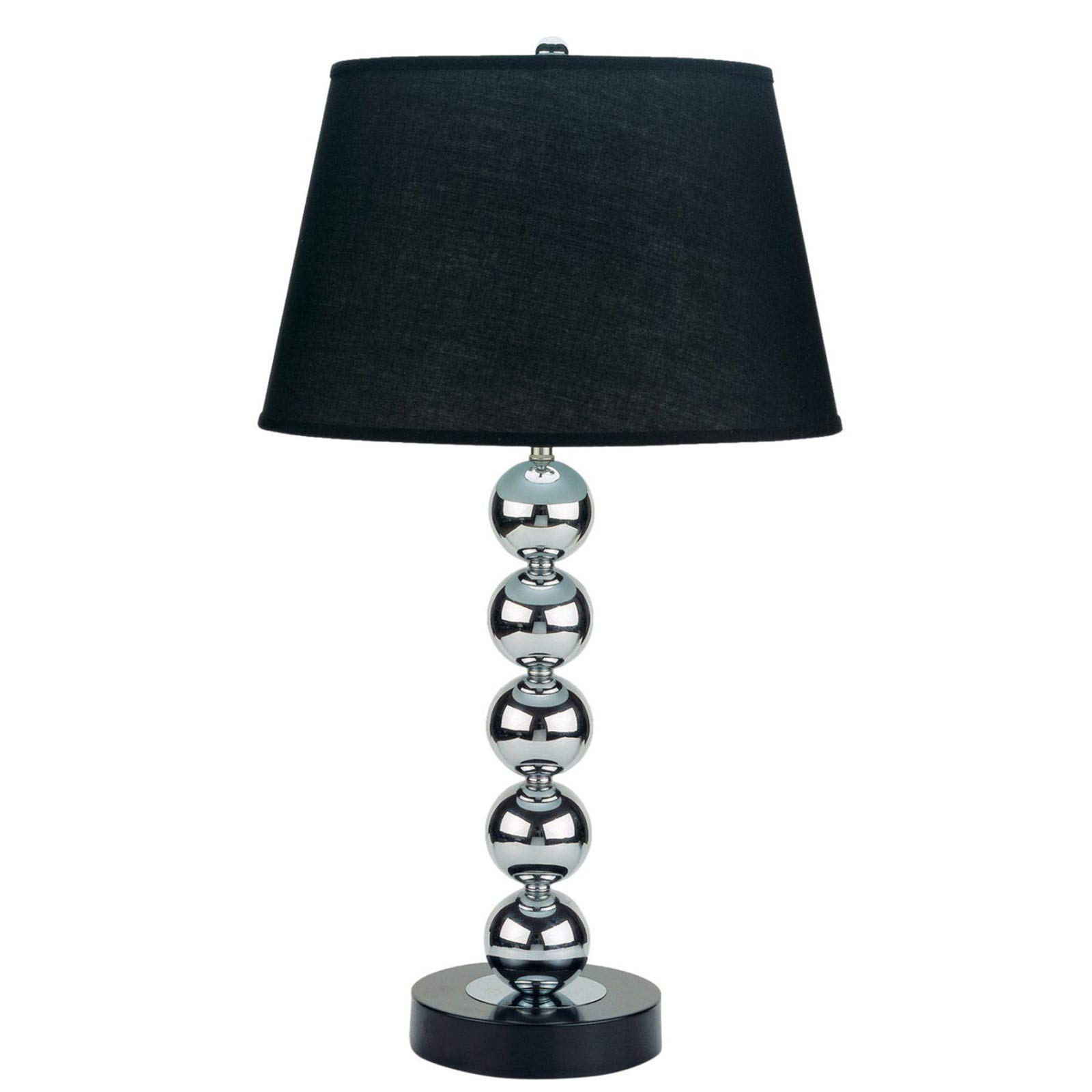 Benjara 2-Pack Black and Silver Metal Table Lamps with Fabric Drum Shade - Modern Bedside Lighting for Bedroom, Living Room, or Office