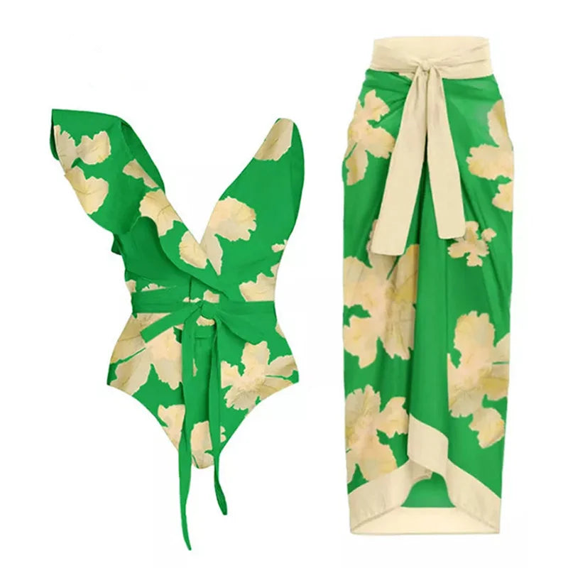 2023 Sexy Fashion One Piece Swimsuit - 3D Flower Print Women's Monokini Bathing Suit for Summer Beach Vacation, Pool Party & Tropical Getaway