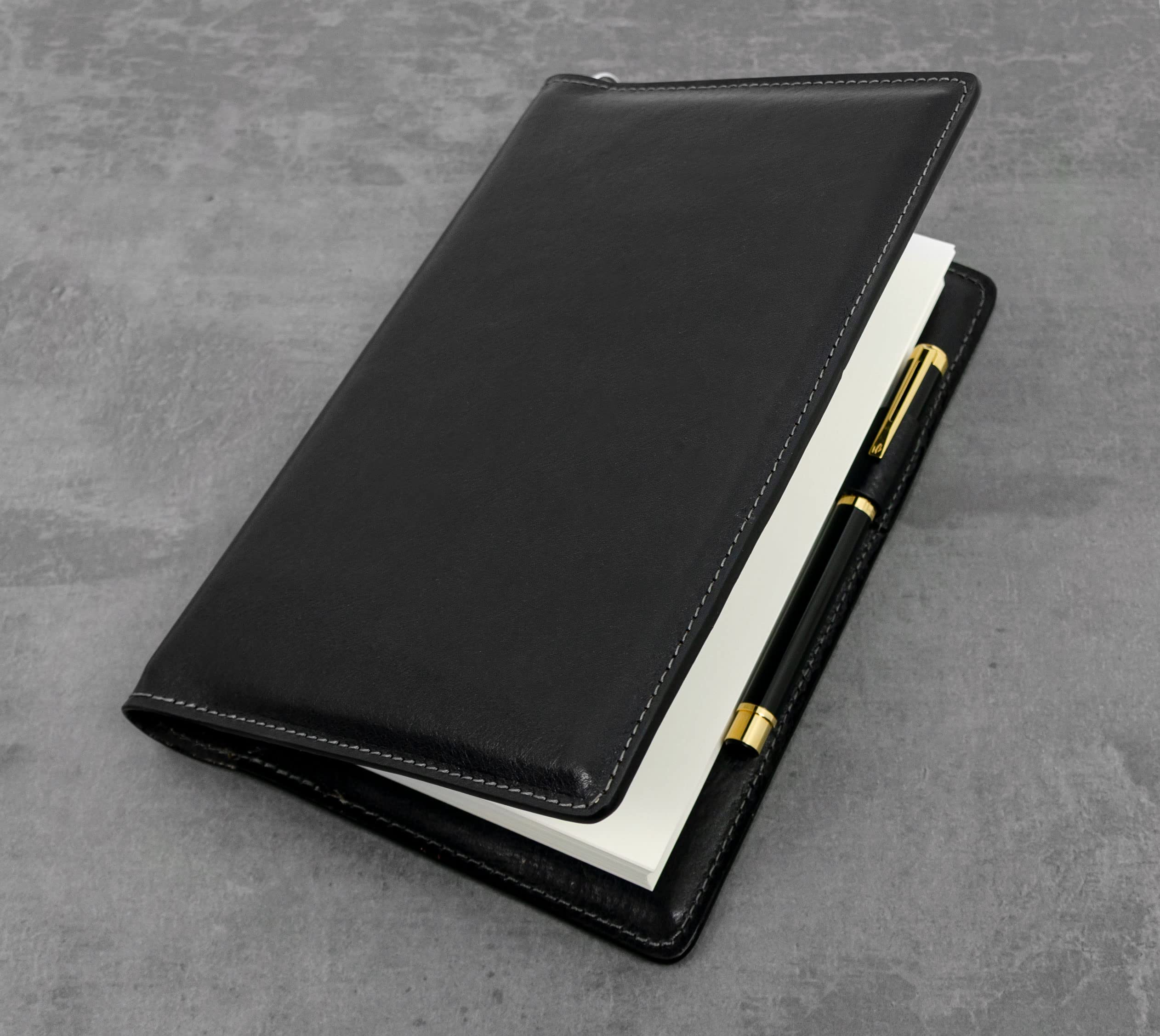 Premium Italian Handmade Leather Journal - 320 Lined A5 Notebook with Bookmark & Gift Box (Black) | Perfect for Writing, Sketching & Gift Giving