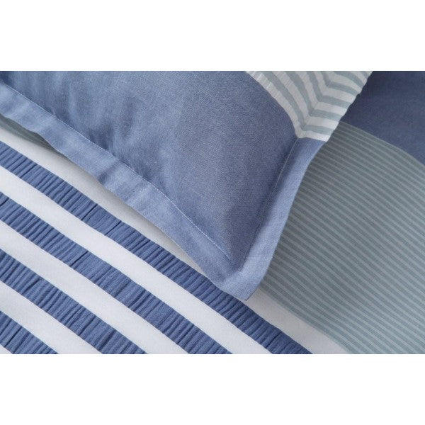 Premium Marina Blue Striped Pillowcase Set of 2 - 100% Cotton Soft Bedding by Logan and Mason - Perfect for Coastal, Nautical & Farmhouse Decor