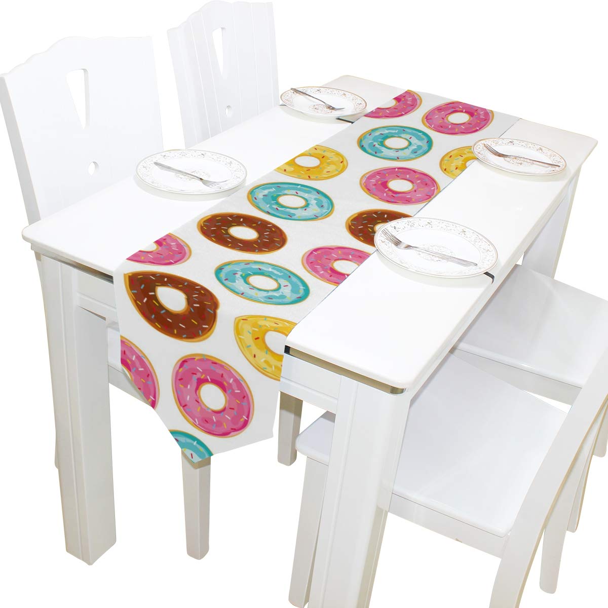 Elegant Rectangle Cloth Table Runner - 13x70 Inch Donut Pattern Table Cover for Wedding, Birthday, Holiday Decor - Perfect for Dining Tables, Buffets, and Party Decorations