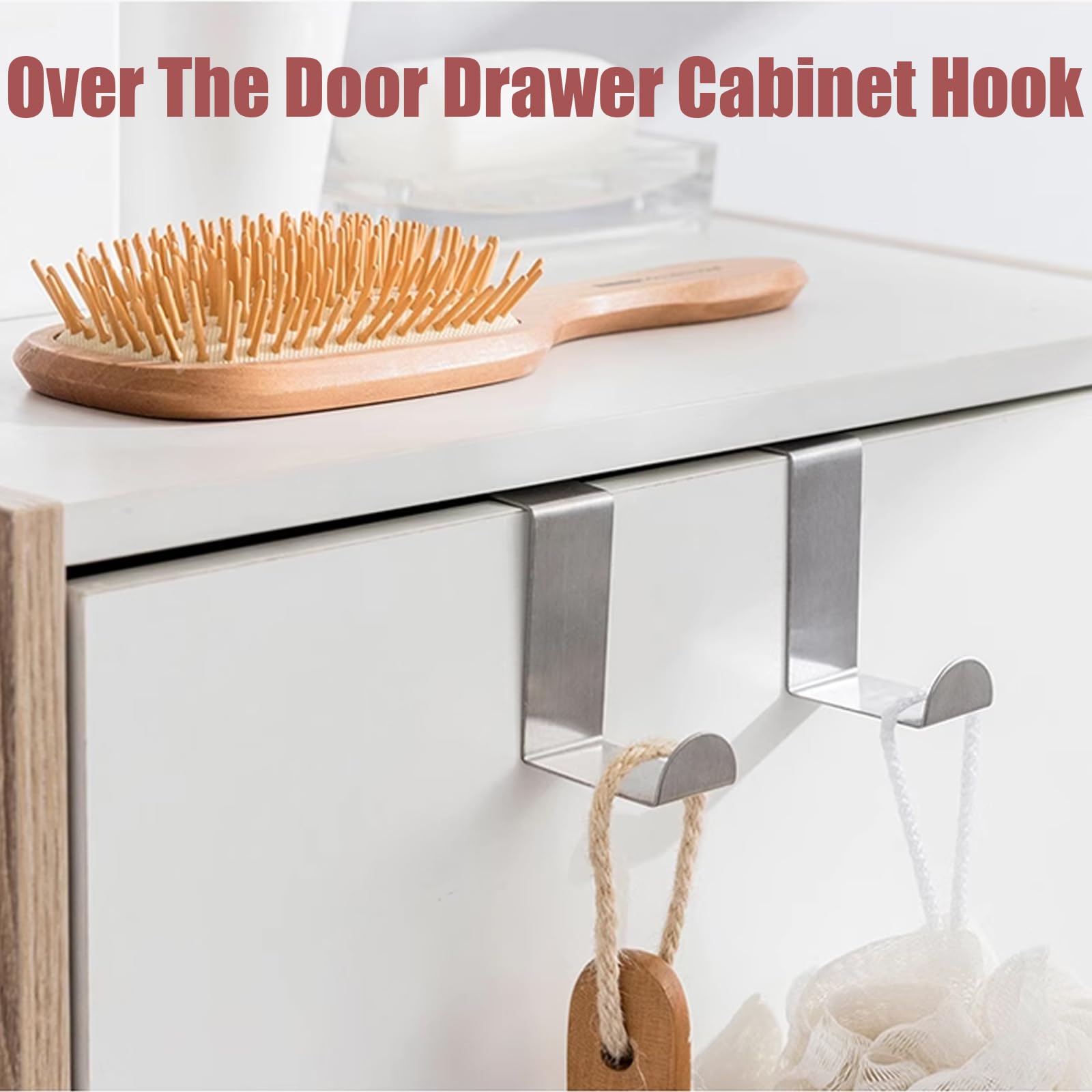 5-Pack Stainless Steel Over The Door Hooks - Adjustable Heavy Duty Cabinet Hangers for Bathroom, Bedroom, Kitchen & Living Room - Perfect for Organizing Towels, Bags, Clothes & Hats - Space-Saving Home Storage Solution