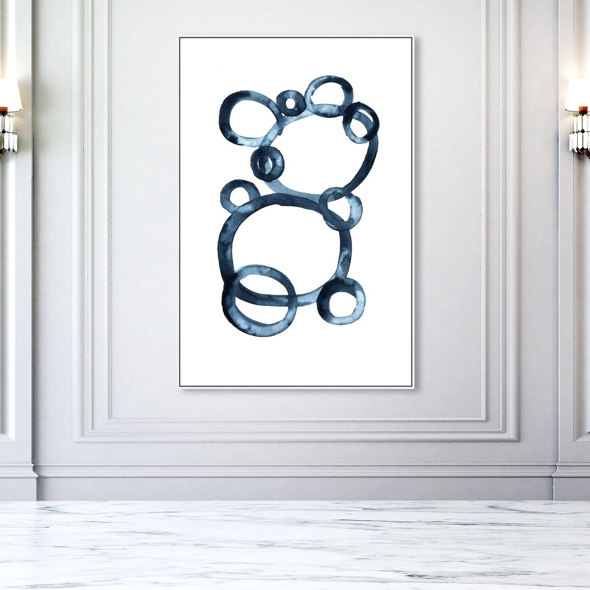 Bear Bubbles Canvas Wall Art - Modern Baby Bear Finger Painting Nursery Decor - White Framed Contemporary Print for Boys Room - Perfect for Kids Bedroom, Playroom & Baby Shower Gift