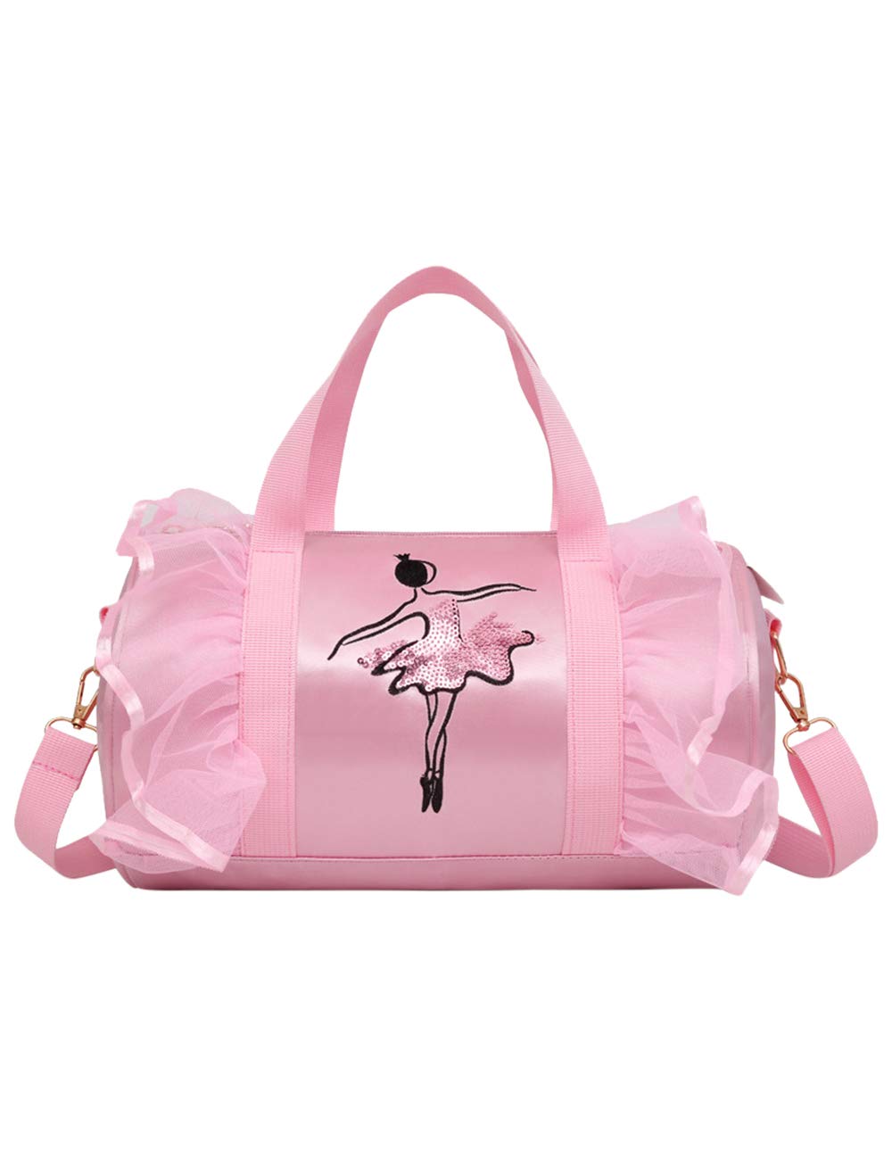 Besbomig Pink Ballet Dance Bag for Girls - Crossbody Shoulder Sports Bag with Shoe Storage - Perfect for Ballet Class, Dance Practice & Recitals - Ideal Gift for Ballerina Dancers & Kids