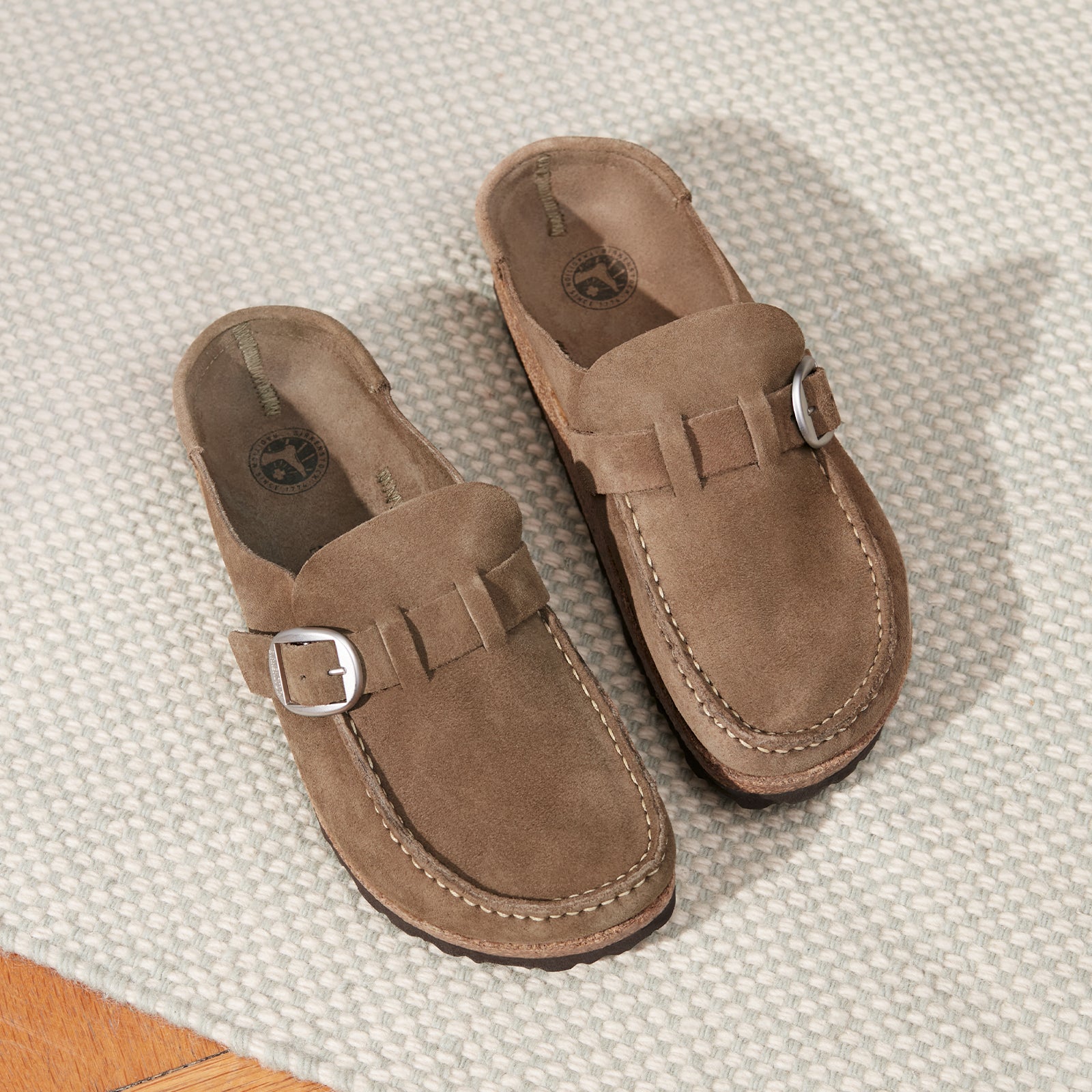 Birkenstock Buckley Narrow Clog for Women - Comfortable Gray Taupe Suede Slip-On Shoes for Casual Wear, Work & Home