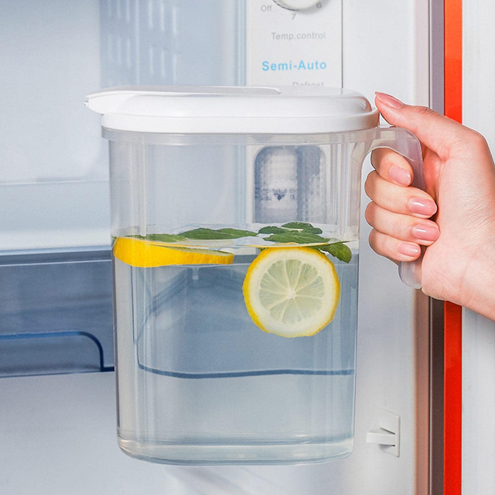2-Pack 1800ml Plastic Pitcher with Lid - BPA-Free Juice & Beverage Container for Fridge - Perfect for Lemonade, Iced Tea, Mixing Drinks - Dishwasher Safe - Great for Parties, BBQs & Family Gatherings